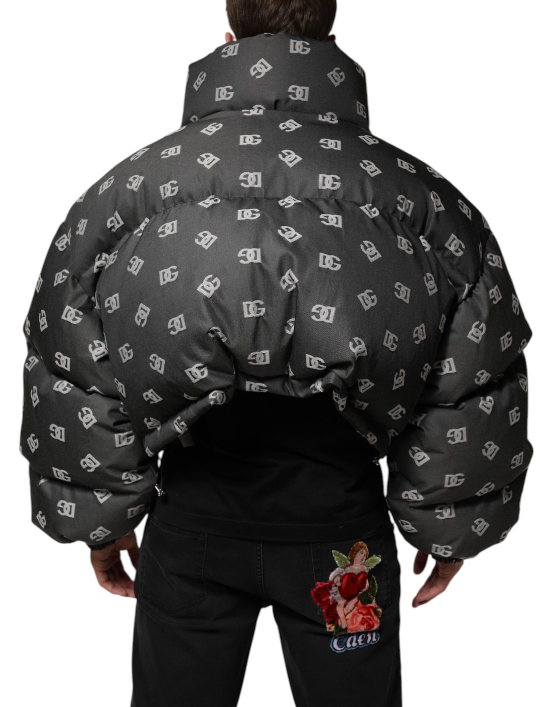 Doudoune homme Dolce & Gabbana noire DG Monogram entièrement zippée