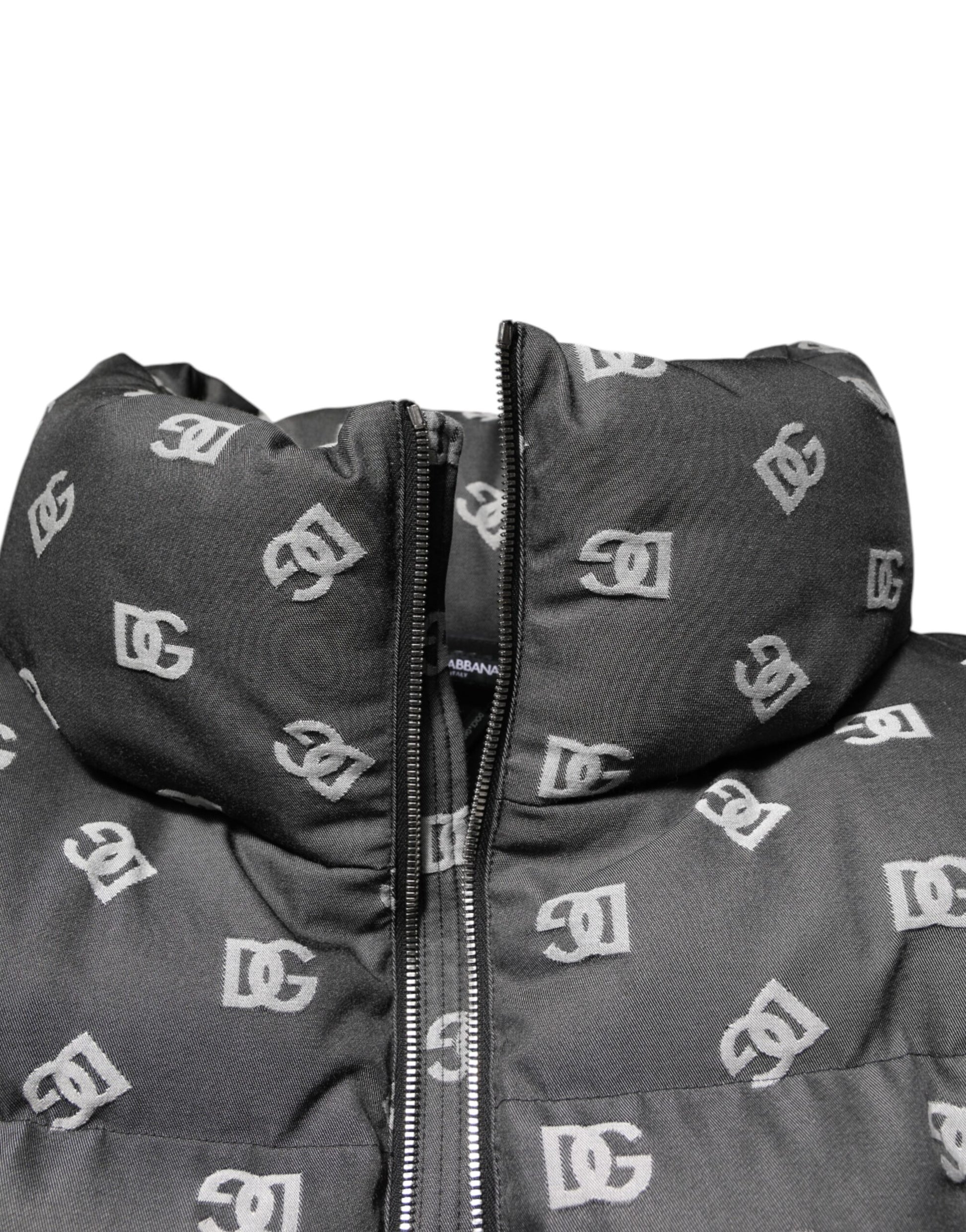 Doudoune homme Dolce & Gabbana noire DG Monogram entièrement zippée