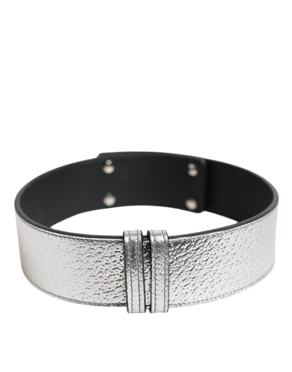 Dolce &amp; Gabbana Halsband aus strukturiertem Leder in Silber und Gold