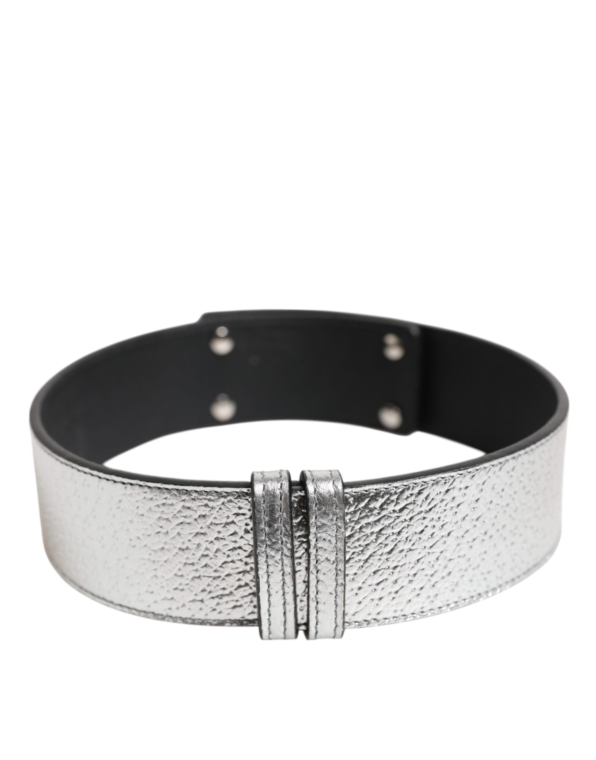 Dolce &amp; Gabbana Halsband aus strukturiertem Leder in Silber und Gold