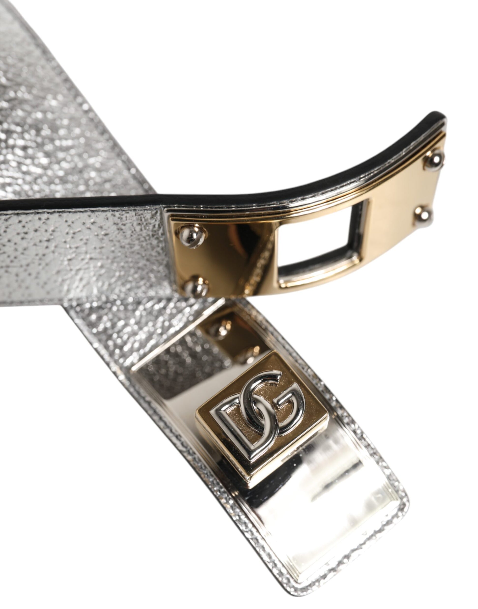 Dolce &amp; Gabbana Halsband aus strukturiertem Leder in Silber und Gold