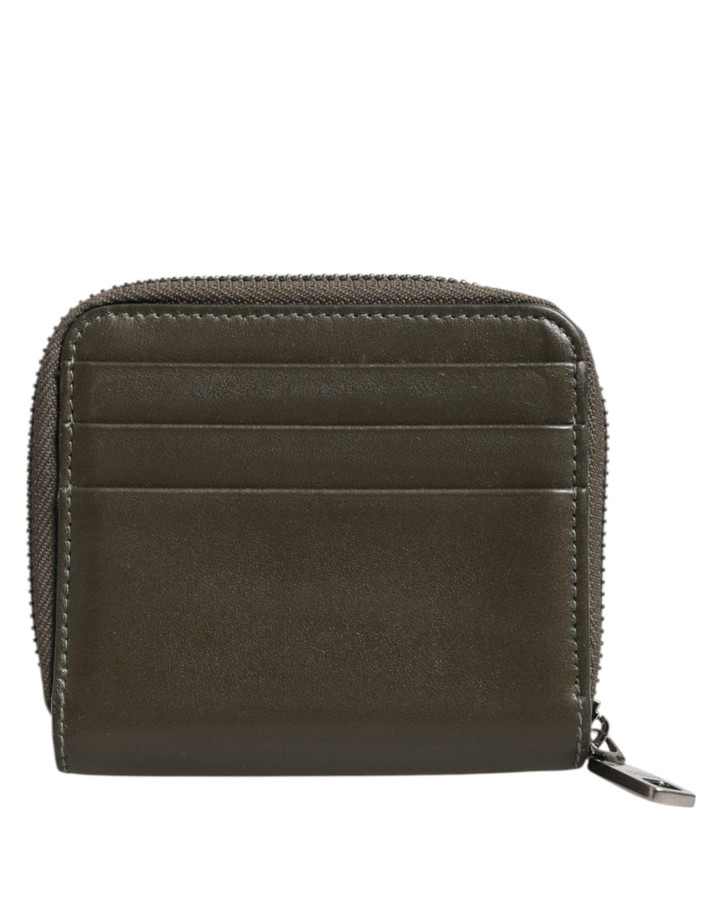 Porte-cartes et porte-monnaie en cuir marron avec plaque logo Dolce & Gabbana