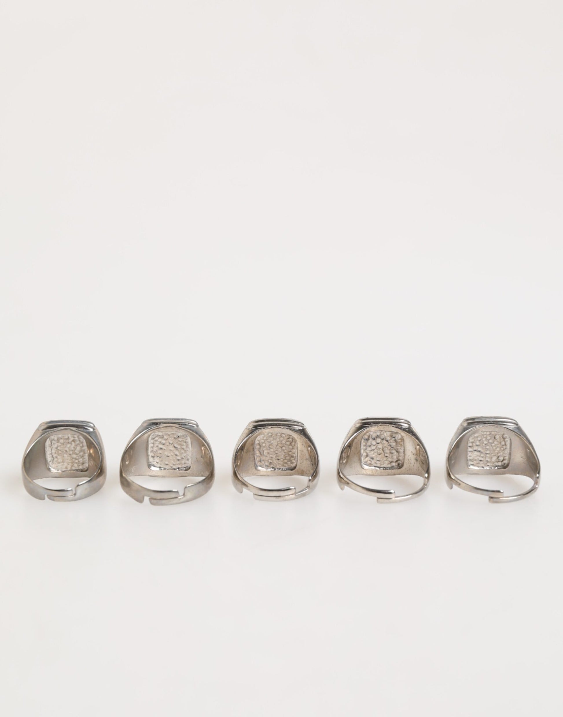 Dolce &amp; Gabbana – Silberfarbenes Messing-Schriftzug-Set, 5-teilig, verstellbarer Ring