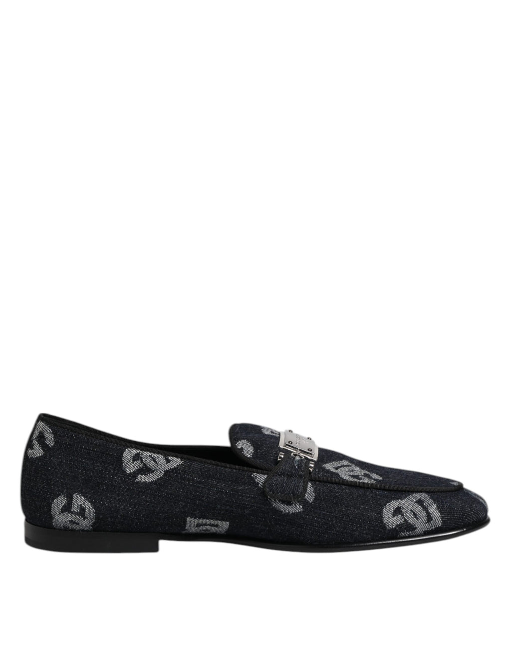 Mocassins de cérémonie en coton bleu à logo Dolce & Gabbana