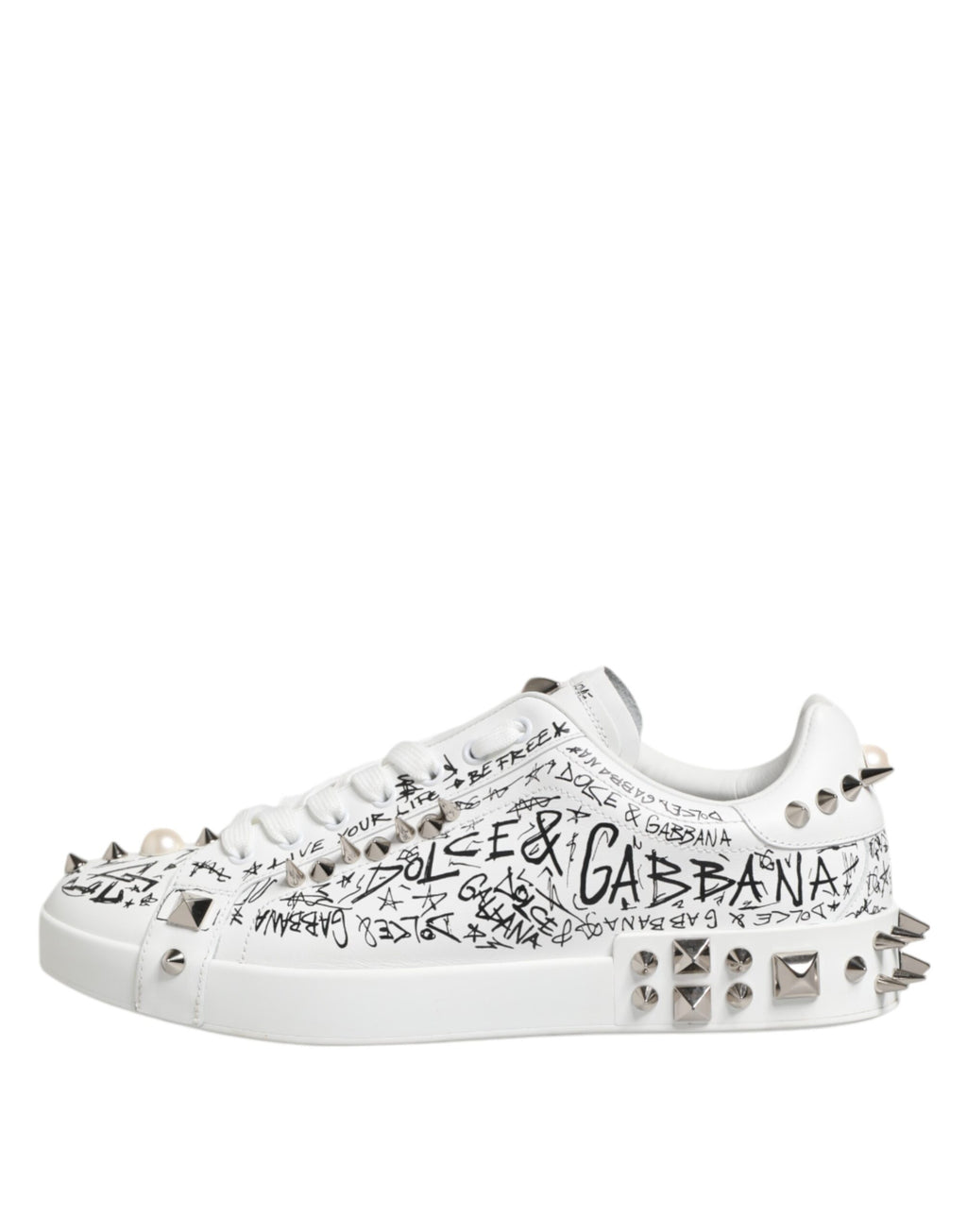 Chaussures baskets blanches pour homme Portofino à clous Dolce & Gabbana