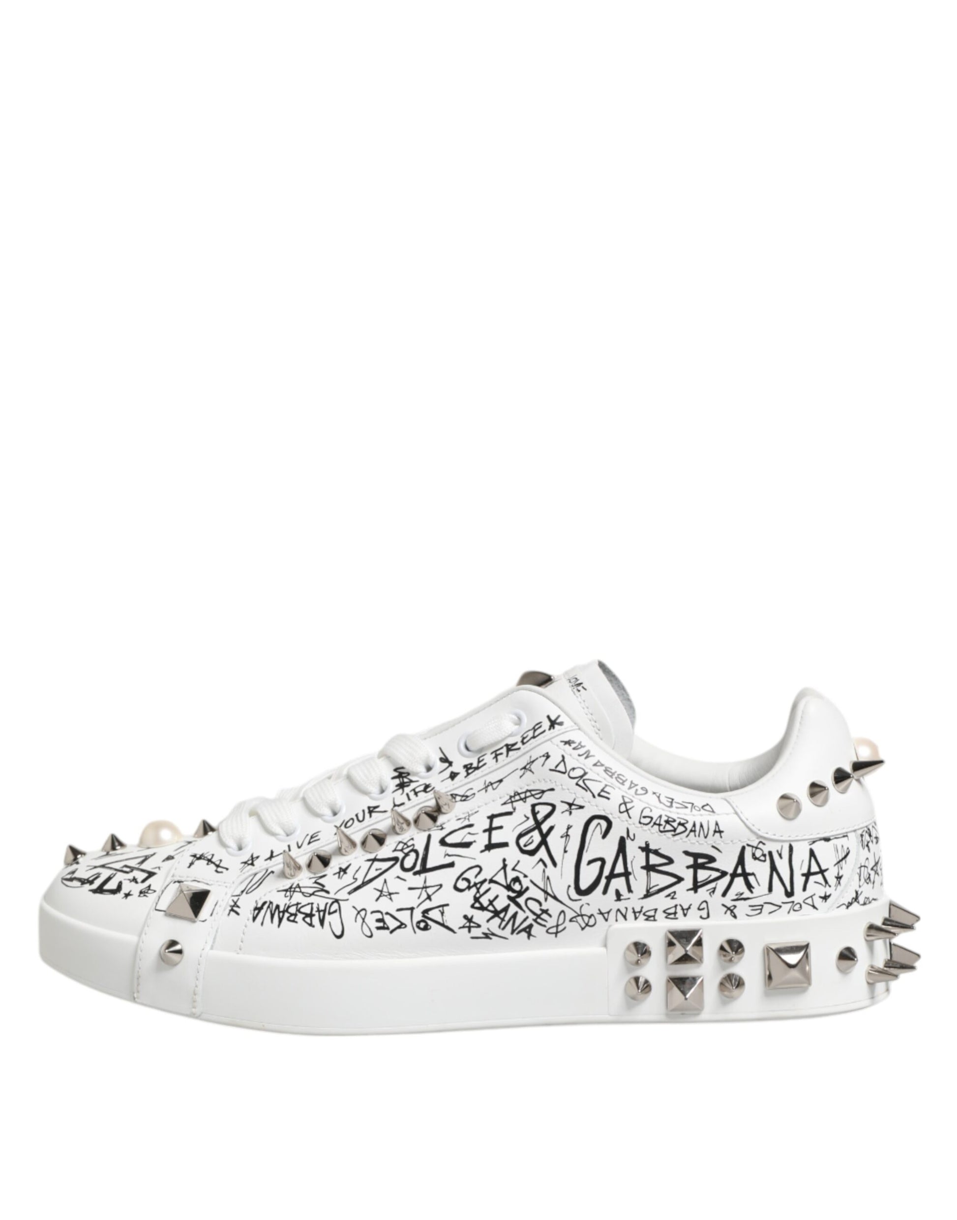 Chaussures baskets blanches pour homme Portofino à clous Dolce & Gabbana