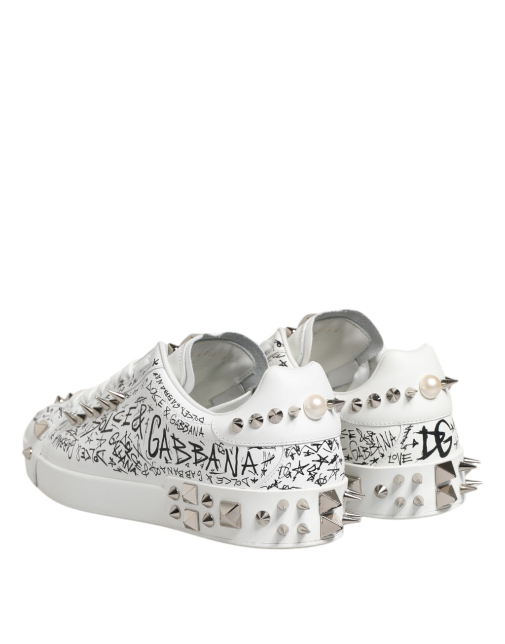 Chaussures baskets blanches pour homme Portofino à clous Dolce & Gabbana
