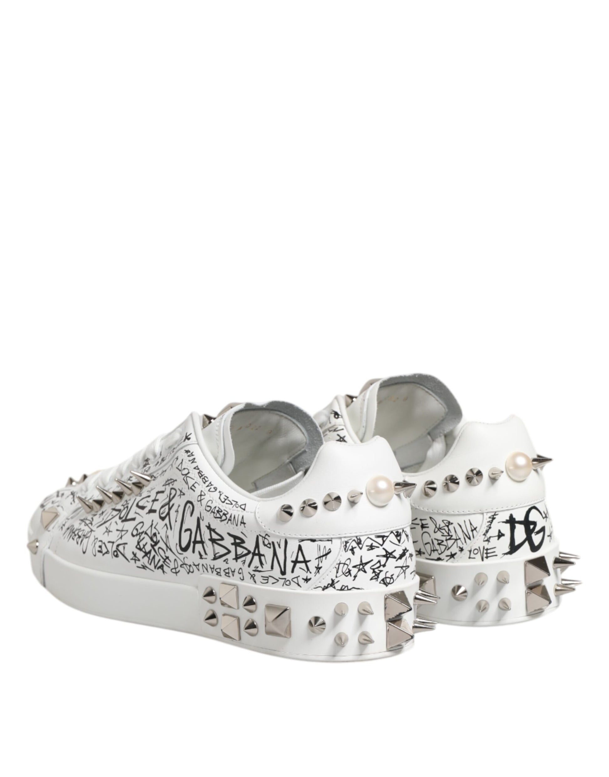 Chaussures baskets blanches pour homme Portofino à clous Dolce & Gabbana