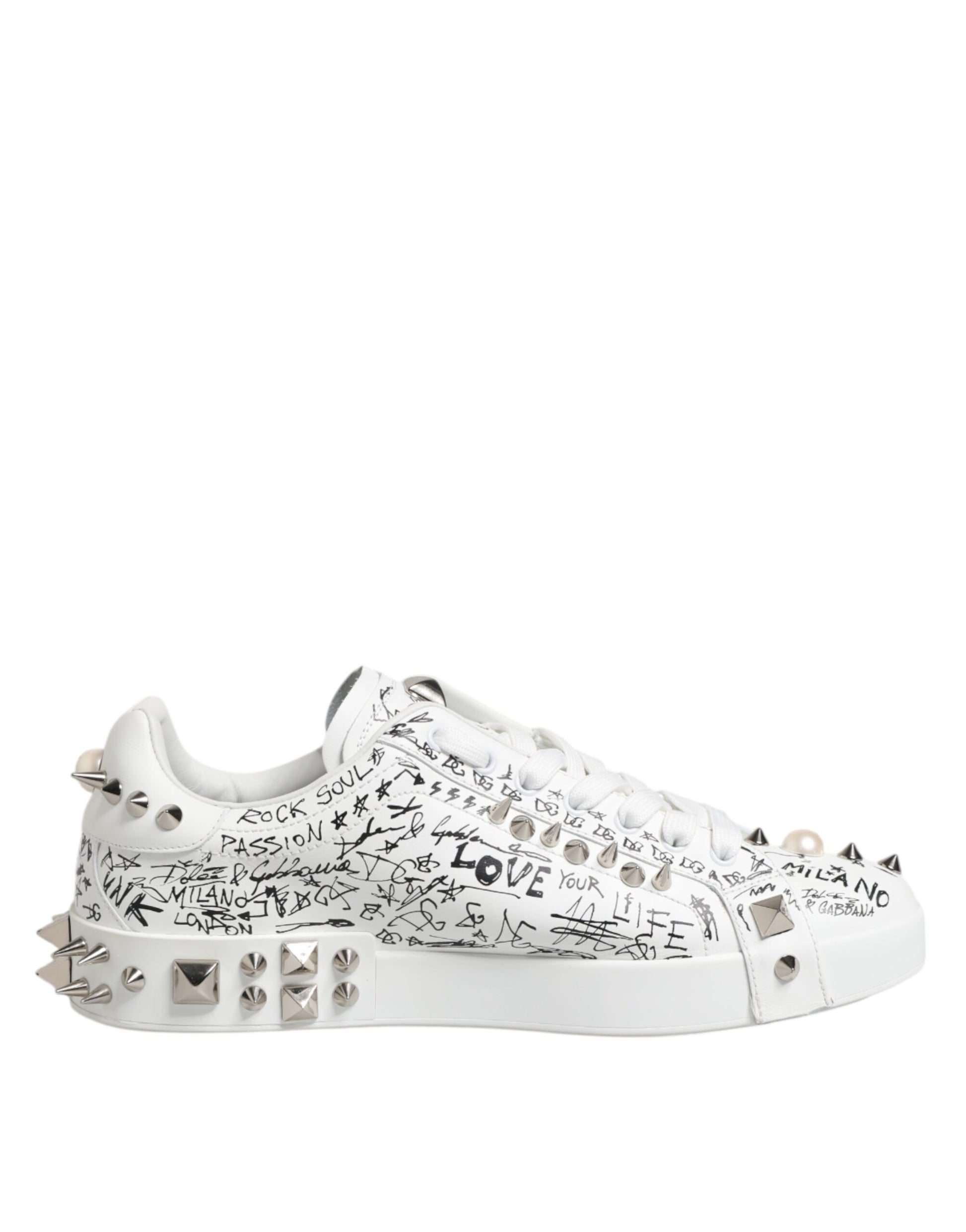 Chaussures baskets blanches pour homme Portofino à clous Dolce & Gabbana