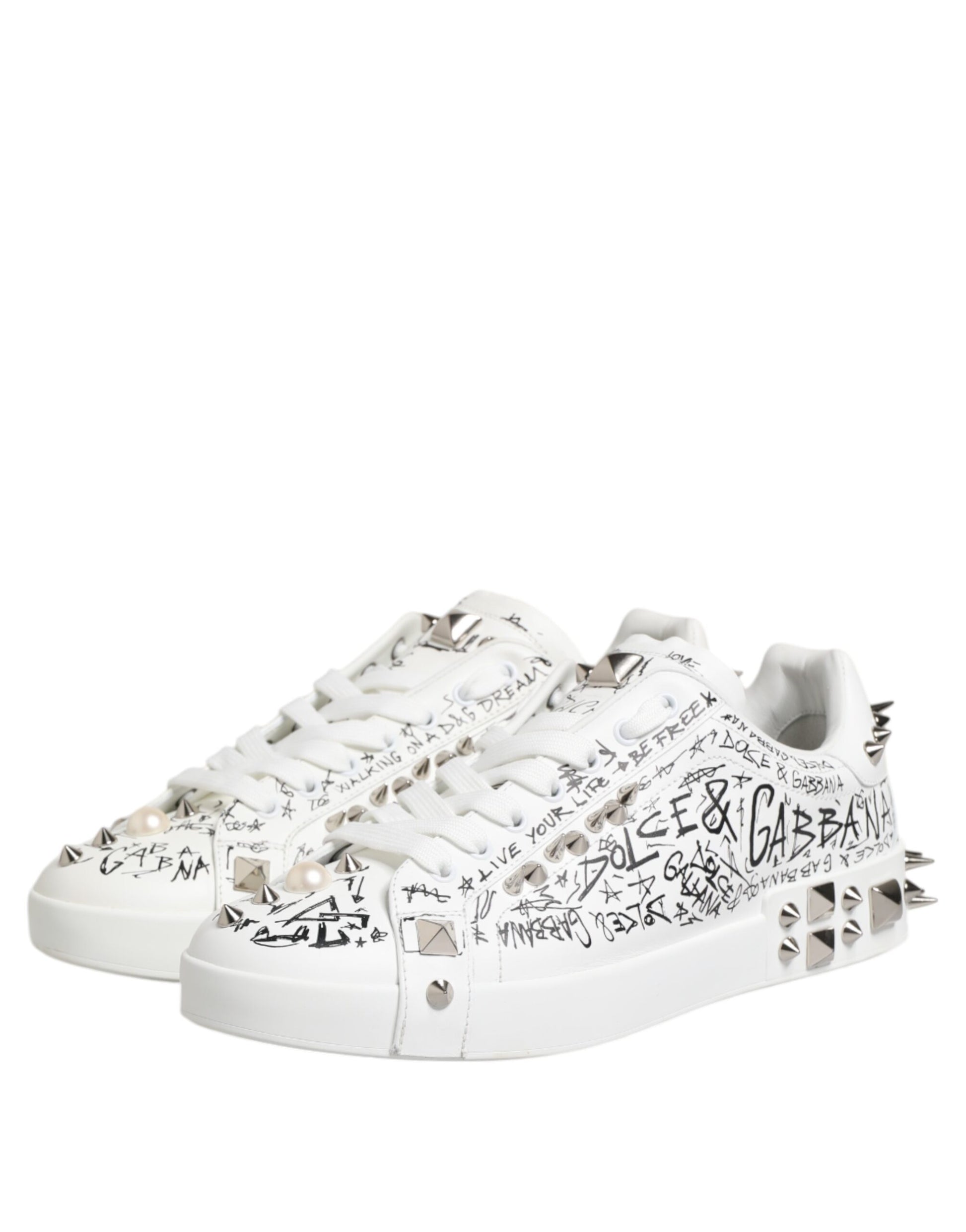Chaussures baskets blanches pour homme Portofino à clous Dolce & Gabbana