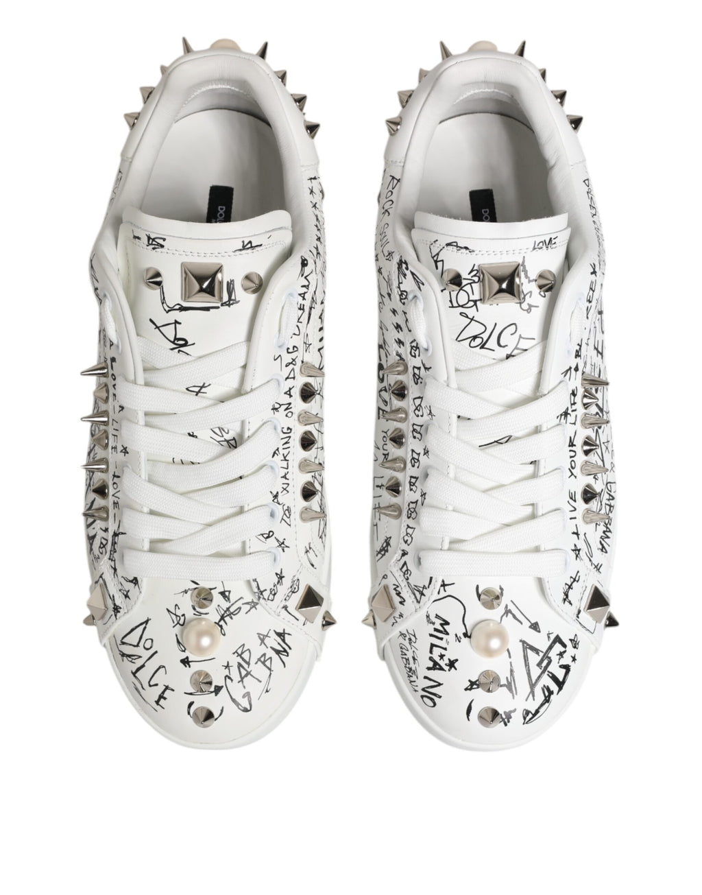 Chaussures baskets blanches pour homme Portofino à clous Dolce & Gabbana