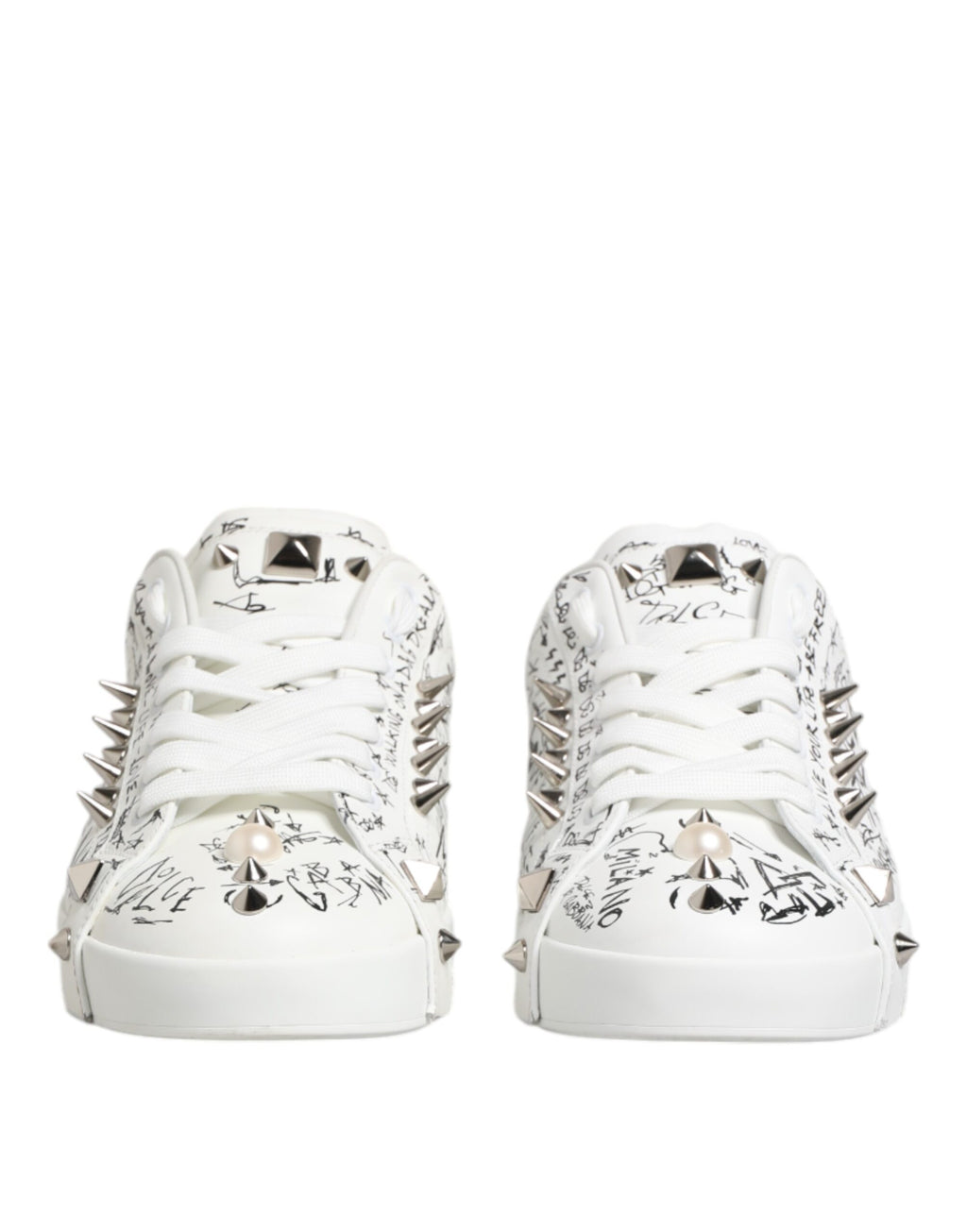 Chaussures baskets blanches pour homme Portofino à clous Dolce & Gabbana