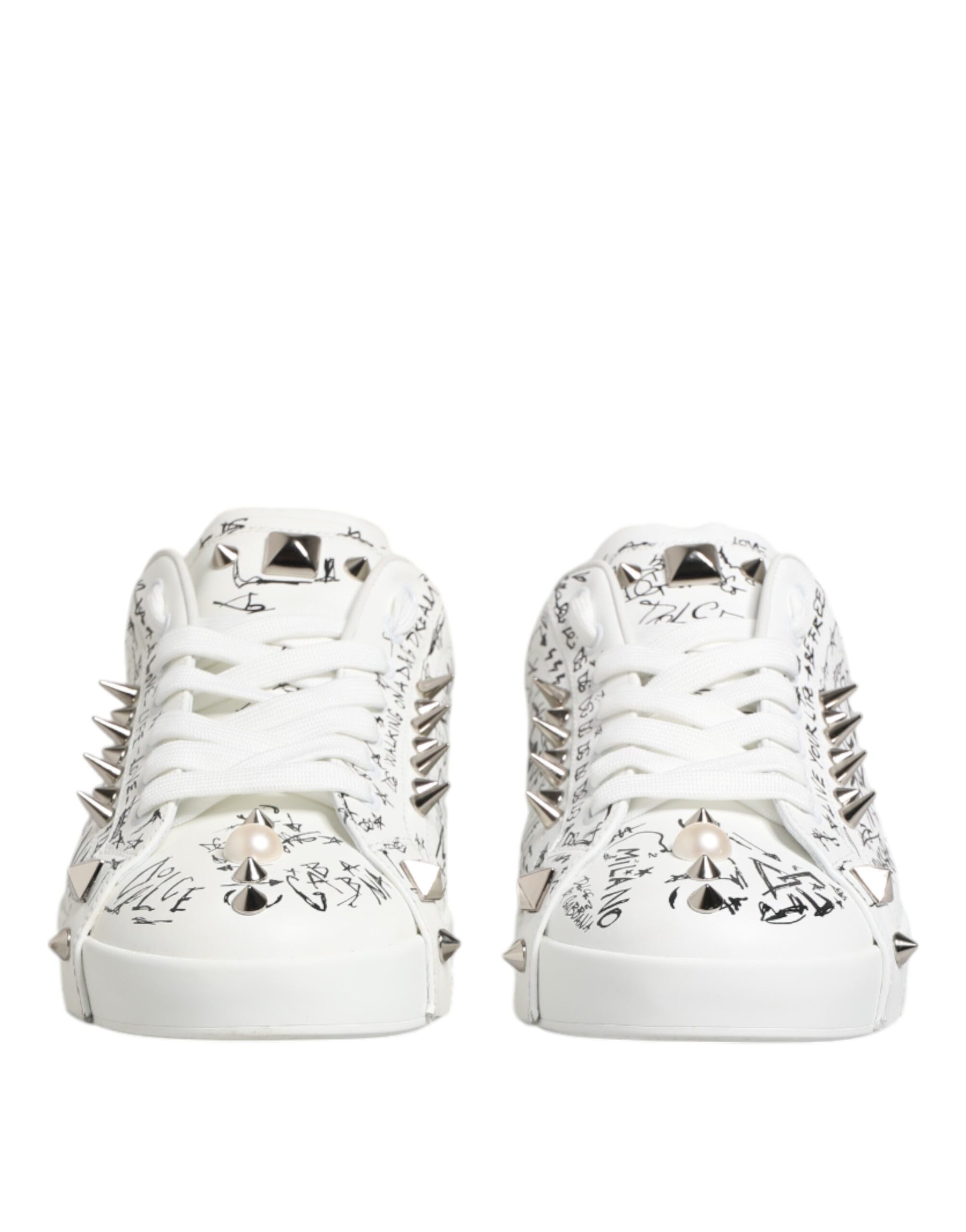 Chaussures baskets blanches pour homme Portofino à clous Dolce & Gabbana