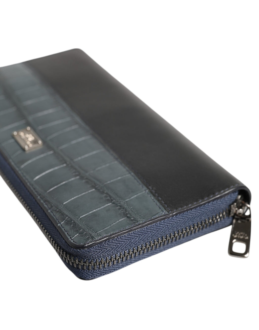 Portefeuille Clutch Continental pour homme Dolce & Gabbana en cuir exotique noir et bleu
