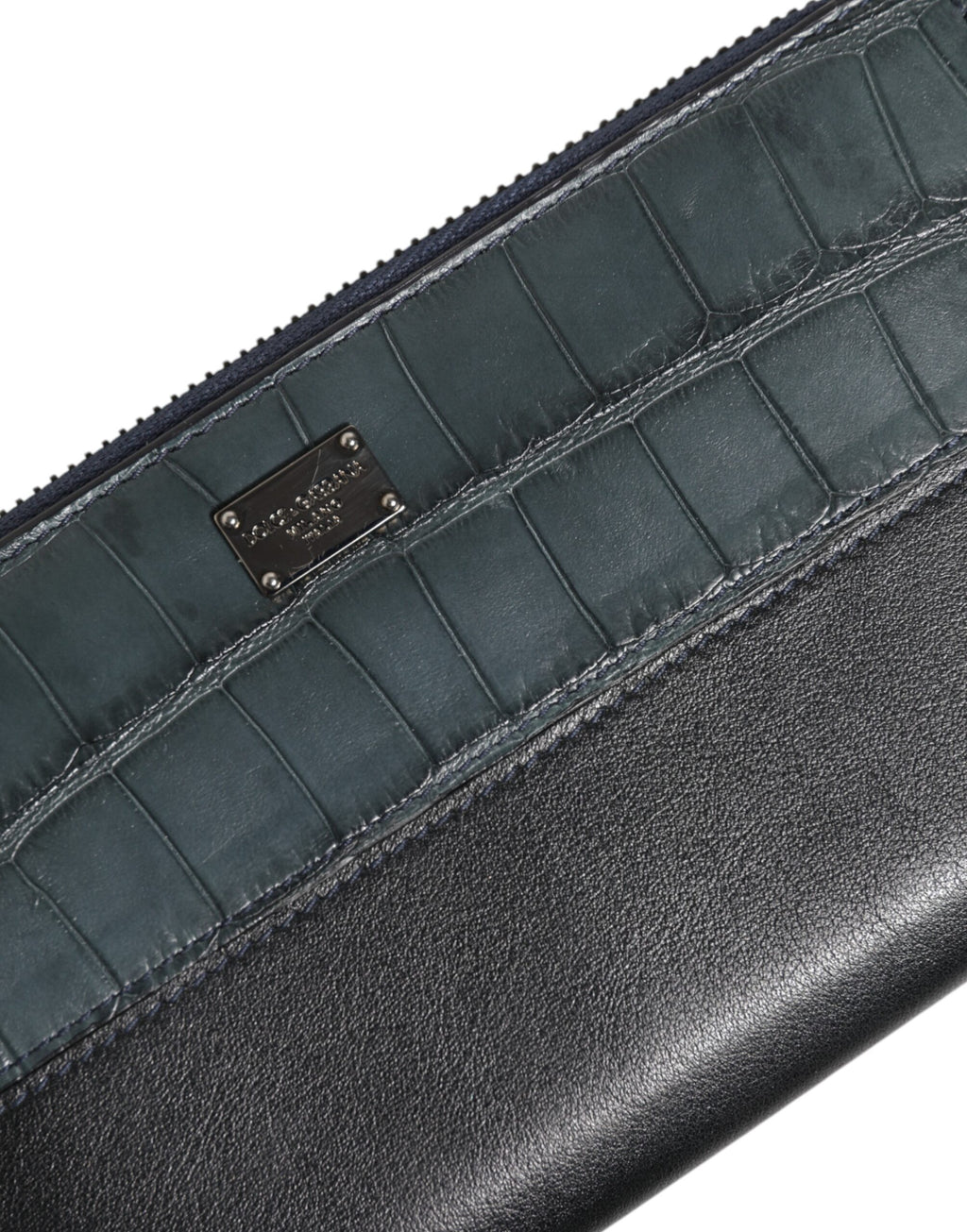 Portefeuille Clutch Continental pour homme Dolce & Gabbana en cuir exotique noir et bleu