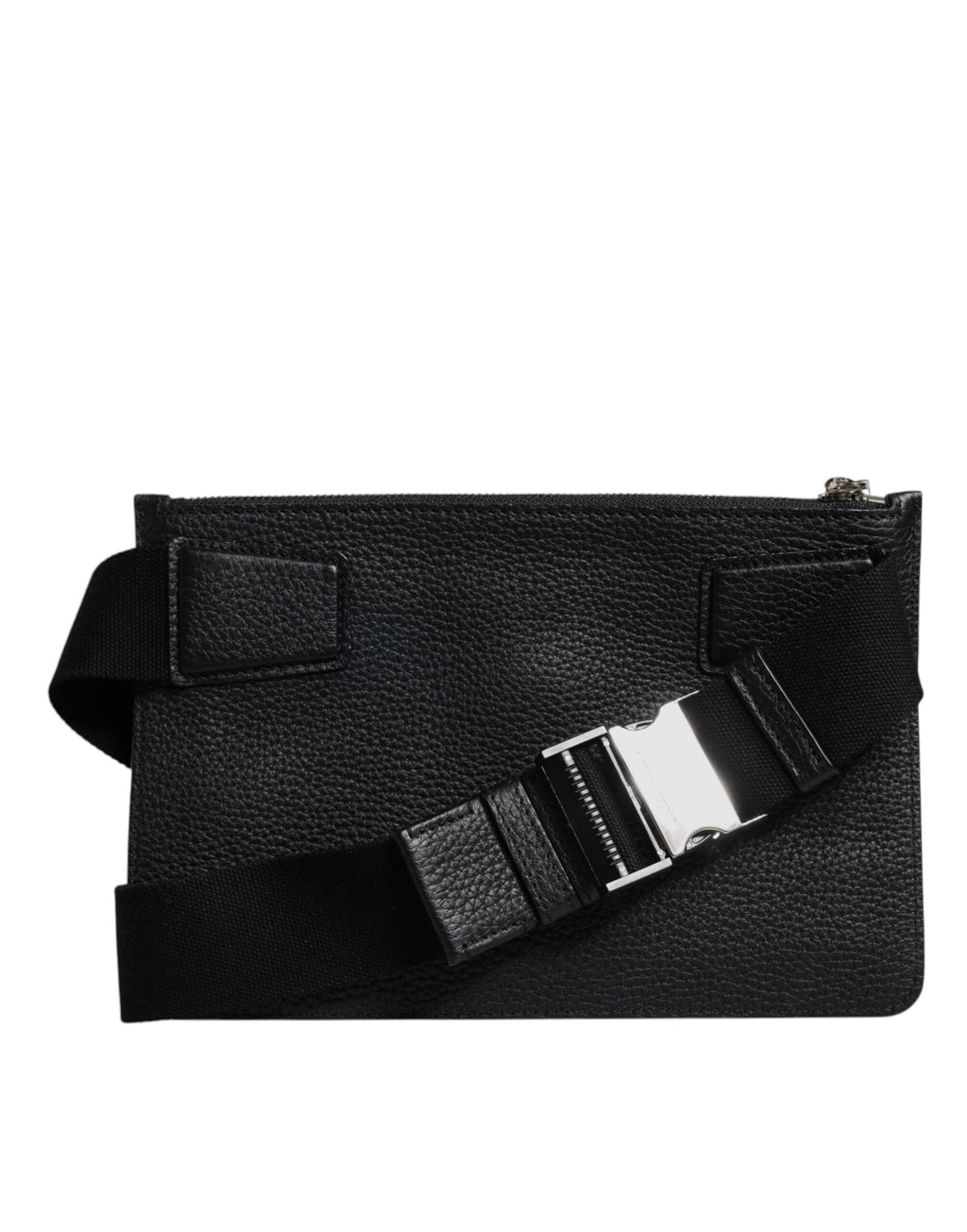 Dolce & Gabbana Black Leather Logo Embossed Waist Fanny Pack Borse Bag