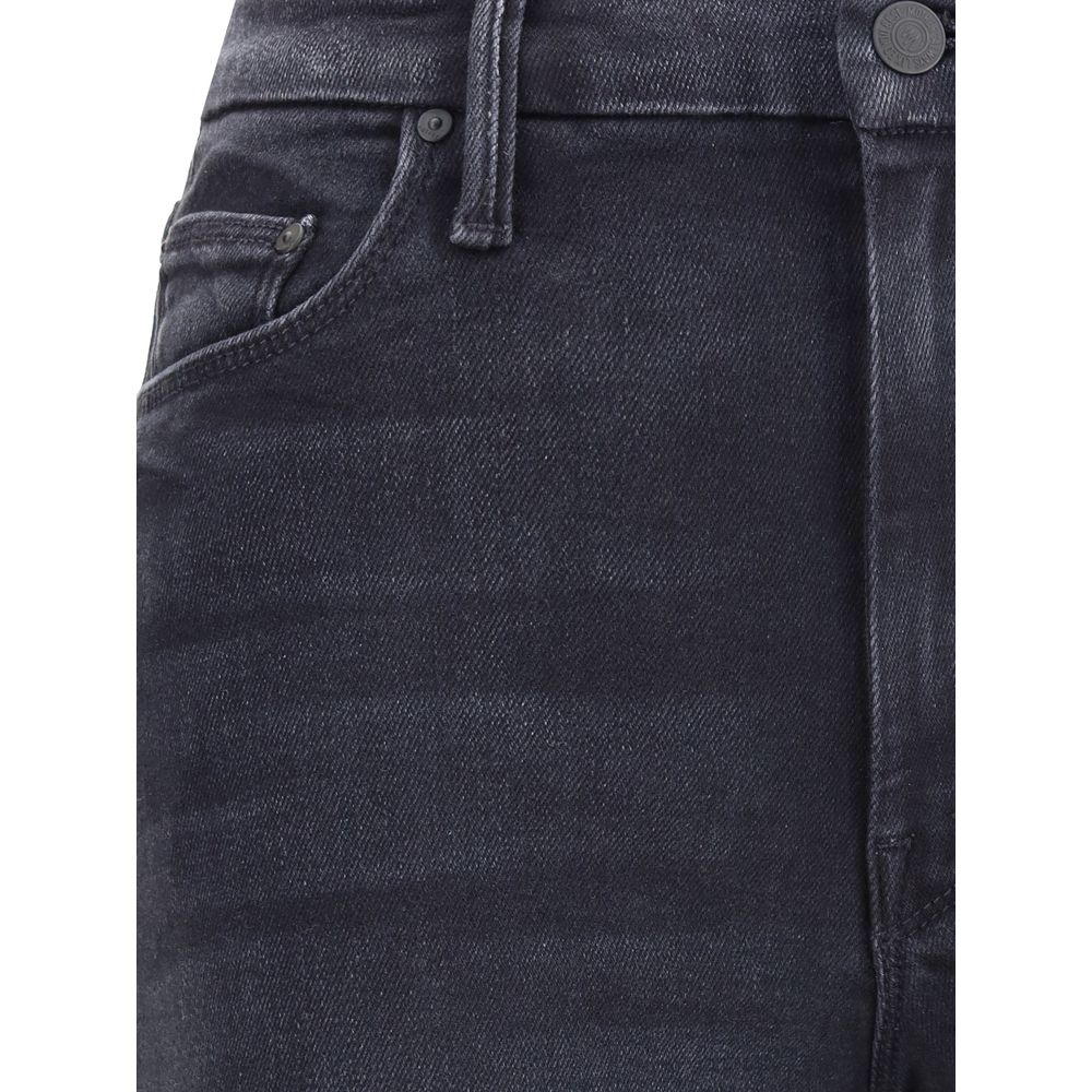 Jean en denim de coton noir Mother Denim