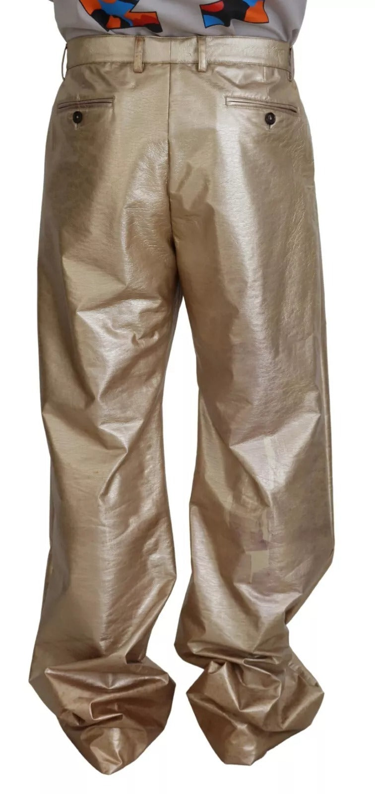 Pantalon Droit Dolce & Gabbana en Polyester Métallisé Doré