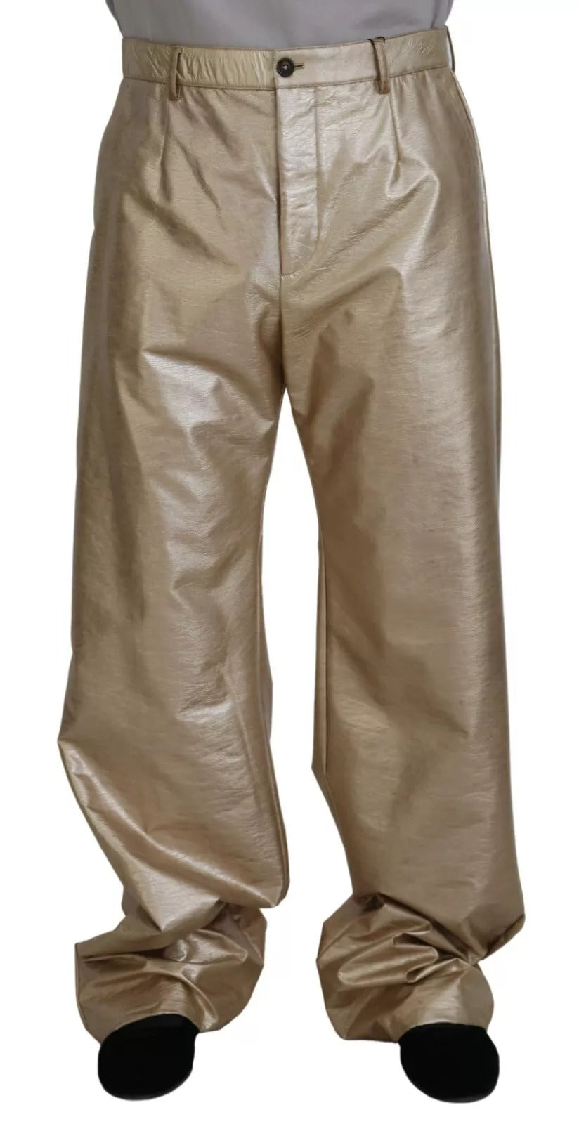 Pantalon Droit Dolce & Gabbana en Polyester Métallisé Doré