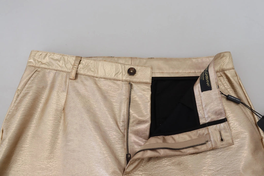 Pantalon Droit Dolce & Gabbana en Polyester Métallisé Doré