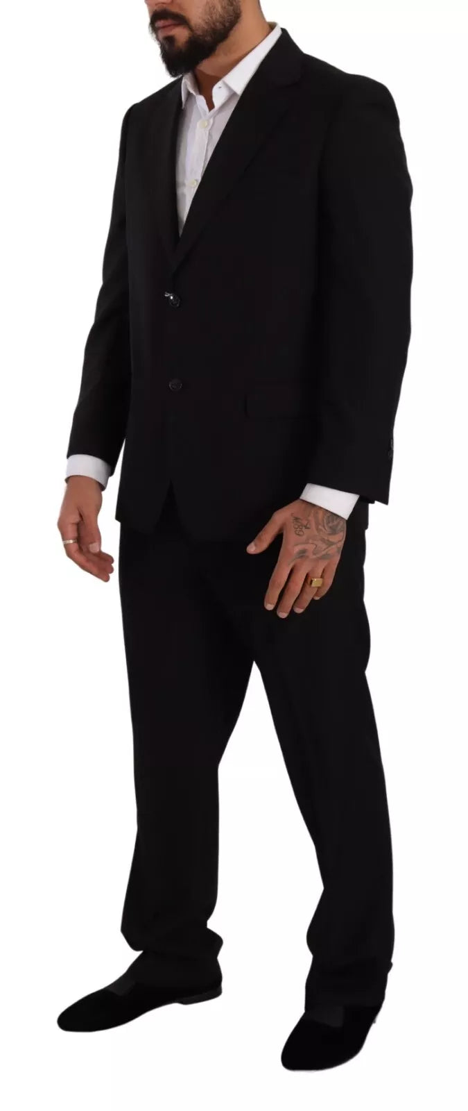 Domenico Tagliente – Blauer, einreihiger, formeller, zweiteiliger Anzug aus Polyester