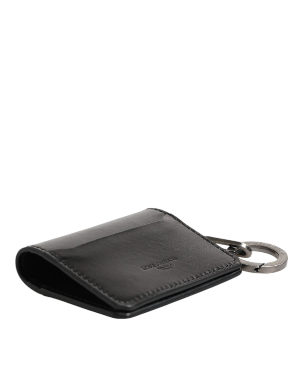 Portefeuille Dolce & Gabbana en cuir noir gaufré avec logo et porte-clés porte-cartes