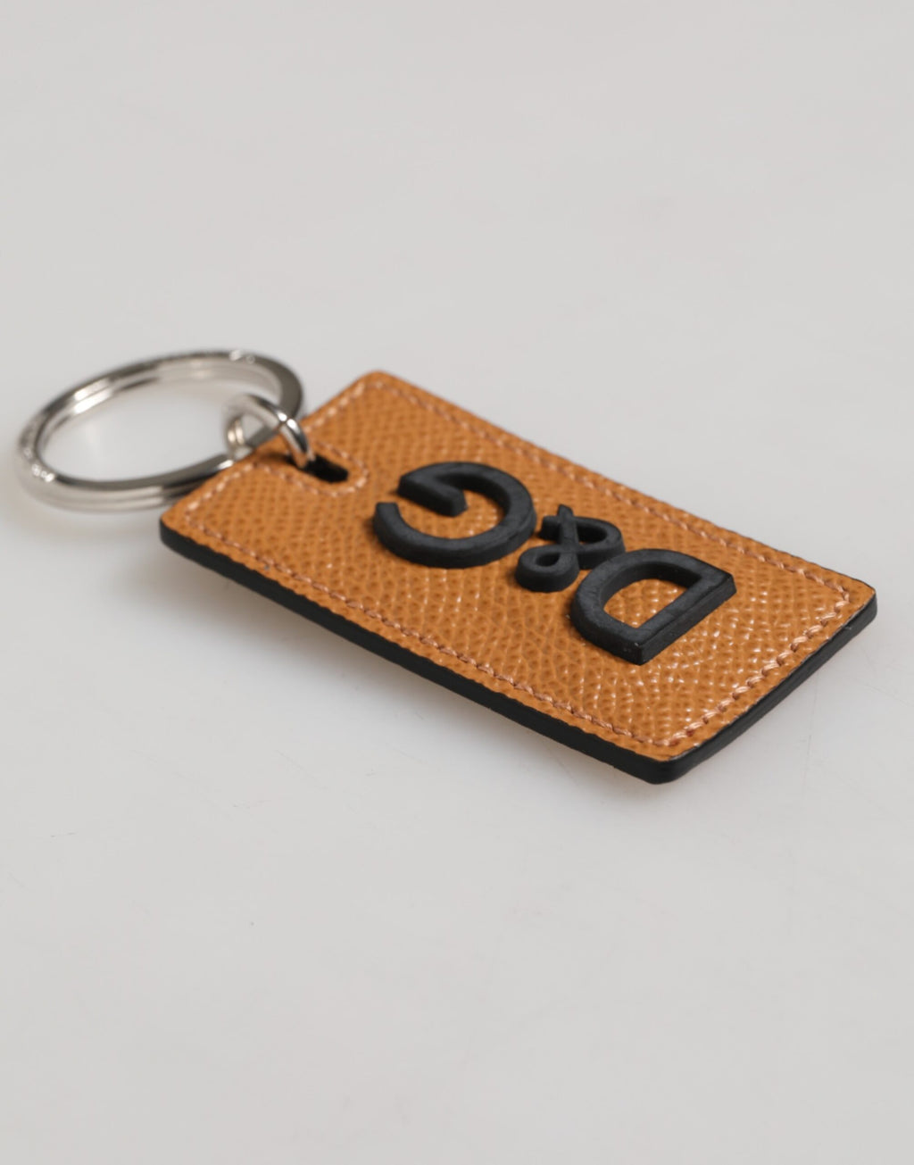 Porte-clés Dolce & Gabbana en cuir marron avec logo en métal pour homme