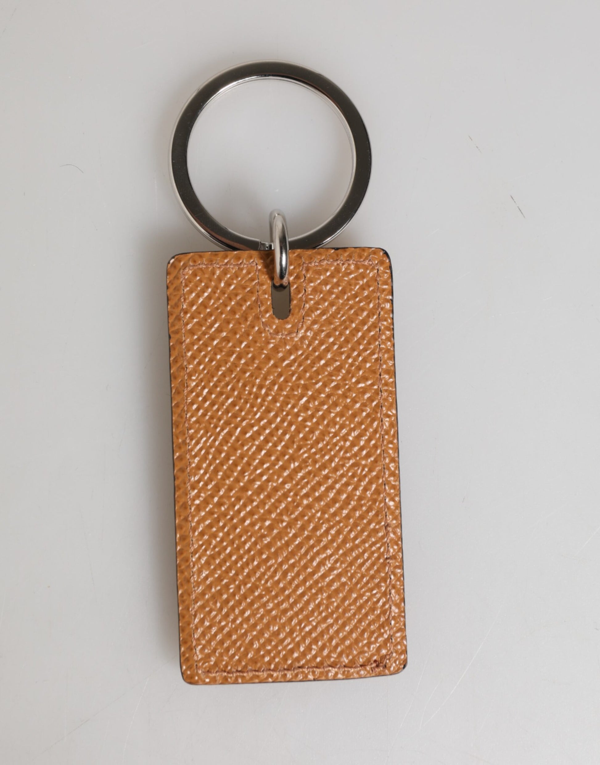Porte-clés Dolce & Gabbana en cuir marron avec logo en métal pour homme