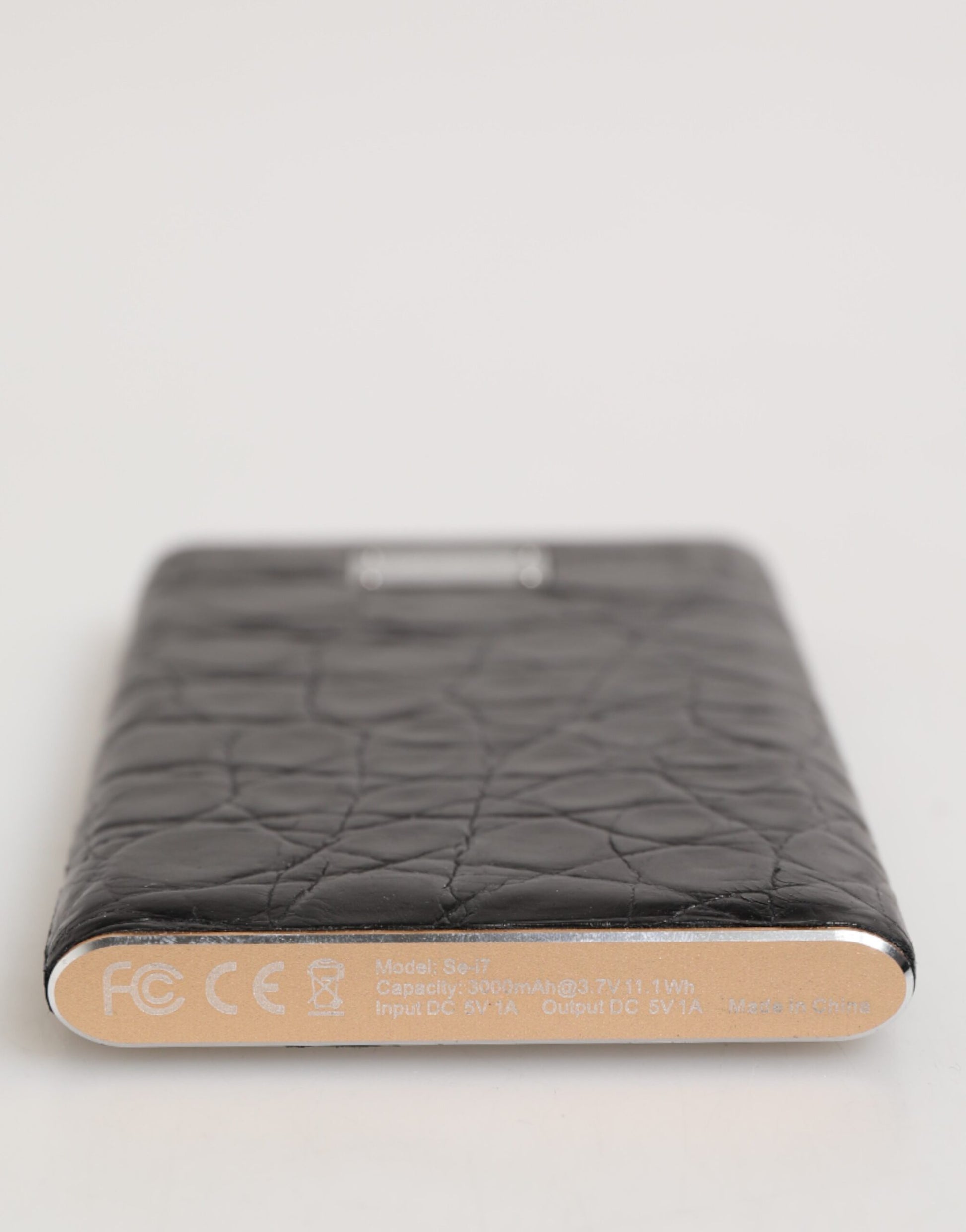 Dolce & Gabbana Black Leather Exotic 3000mAh Power Bank Charger USB
