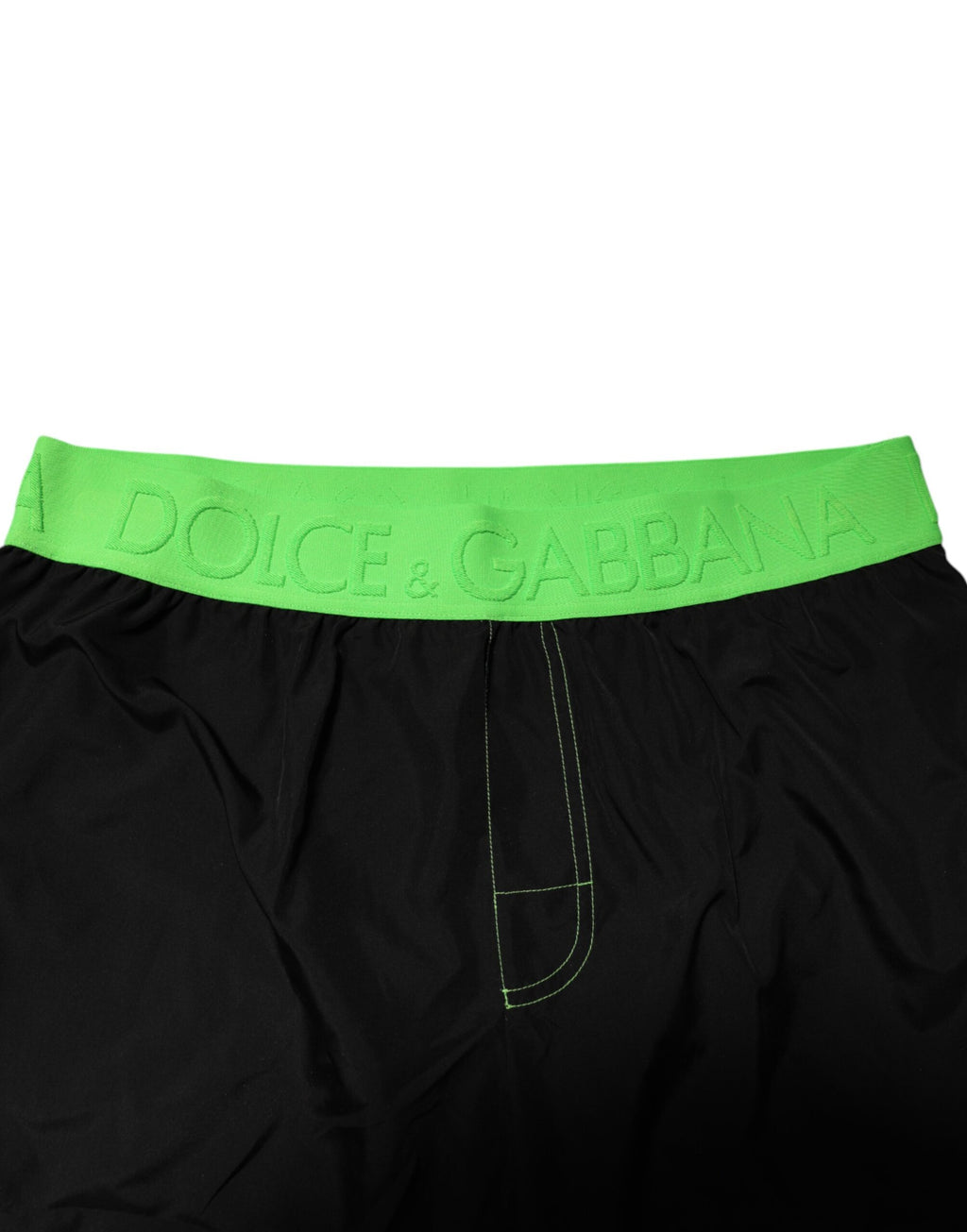 Short de bain Dolce & Gabbana Beachwear avec logo vert sur la ceinture, noir