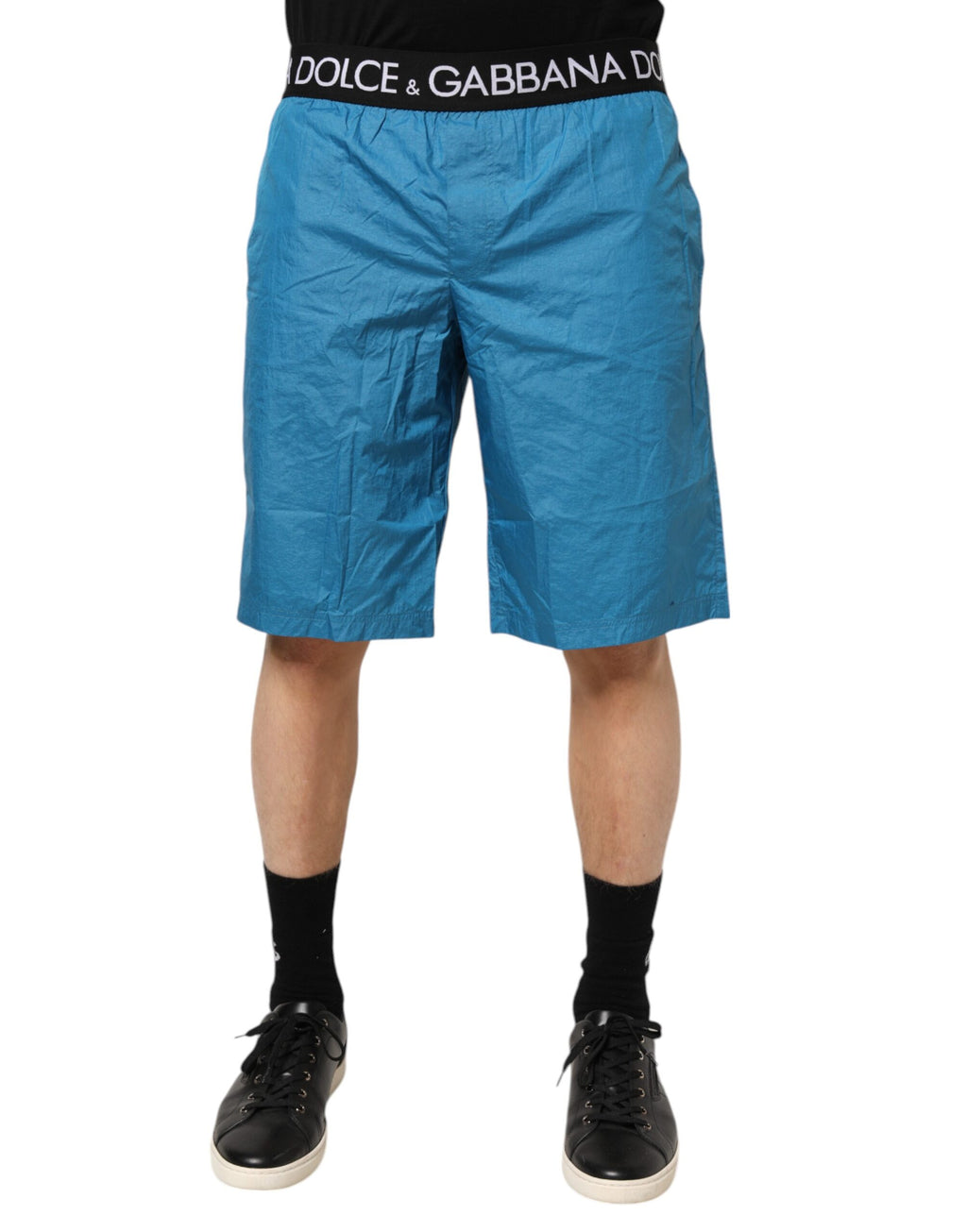 Short de bain Dolce & Gabbana Beachwear avec logo à la taille bleu