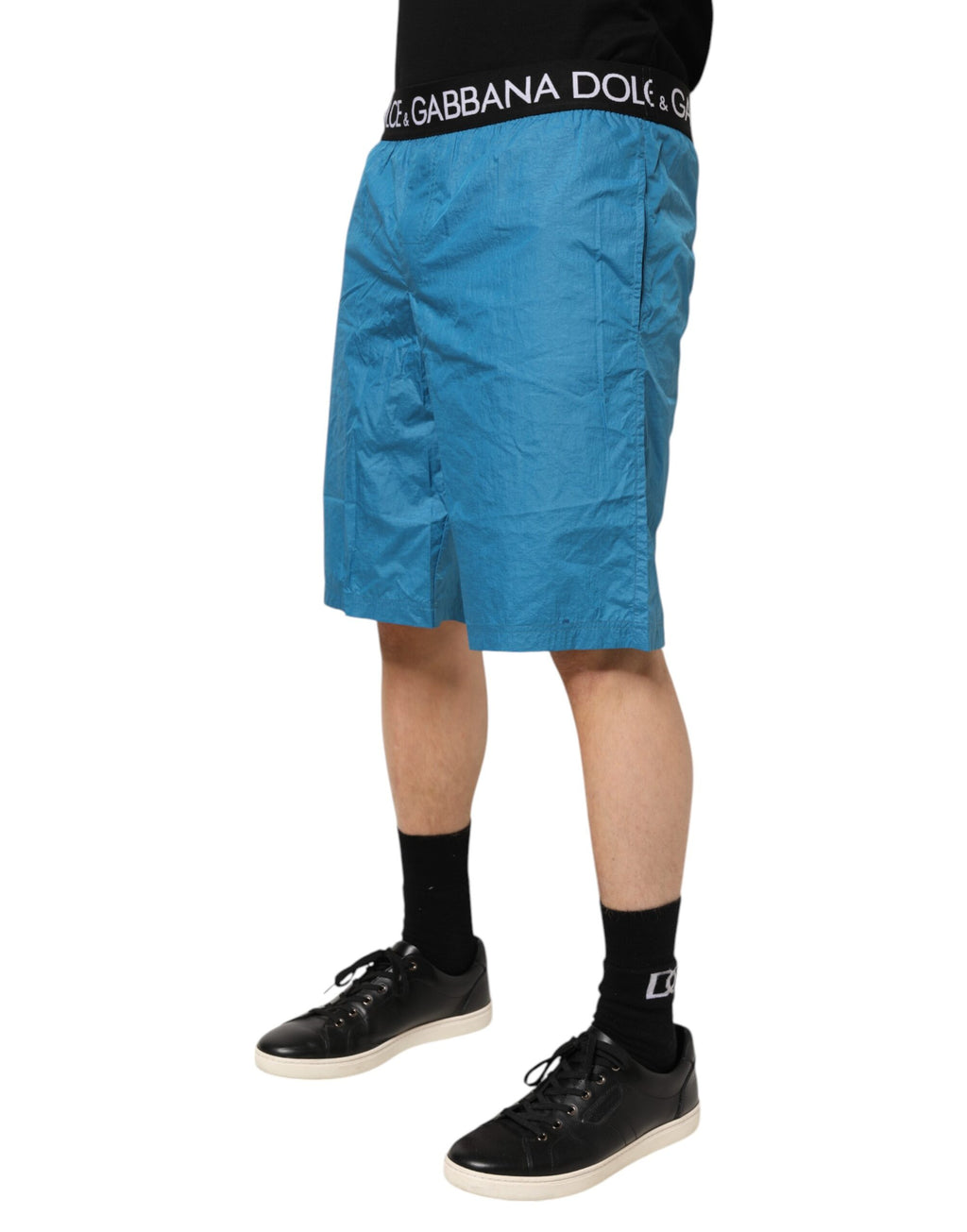 Short de bain Dolce & Gabbana Beachwear avec logo à la taille bleu