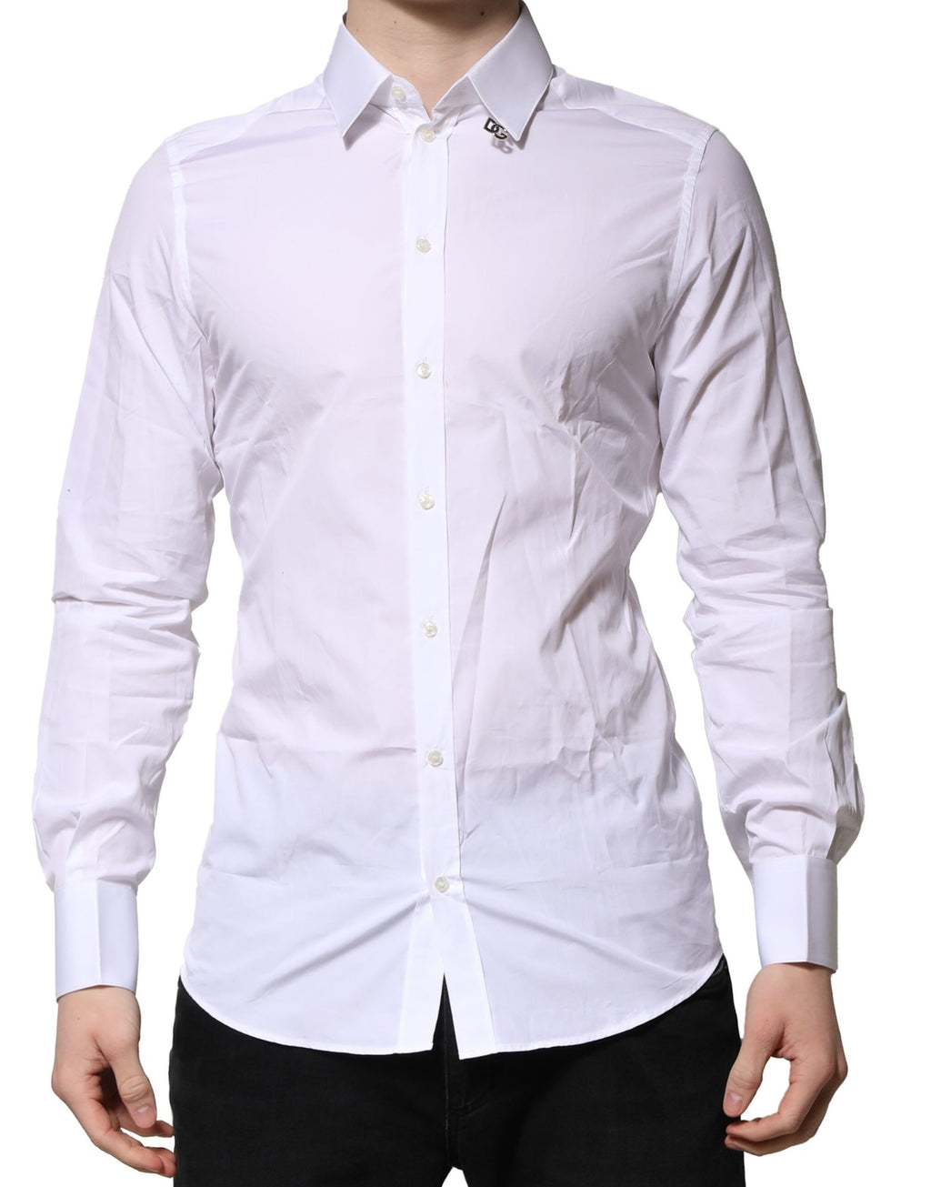 Chemise Habillée Manches Longues Dolce & Gabbana GOLD en Coton Blanc