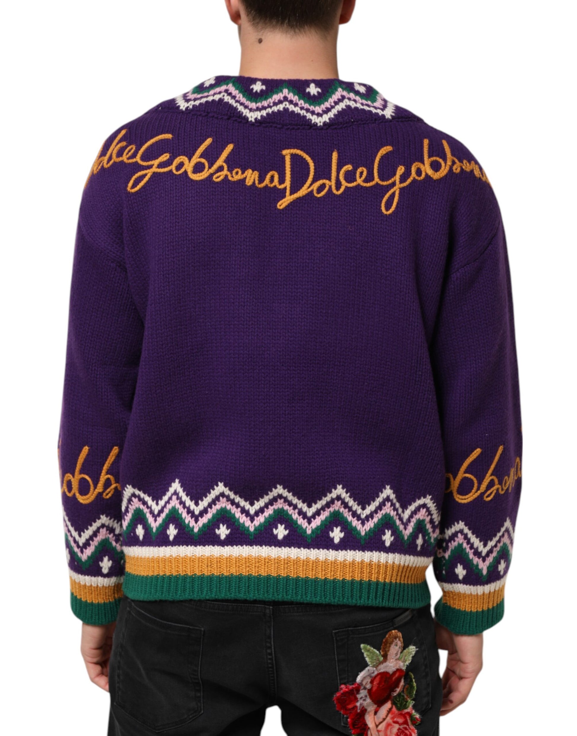 Dolce & Gabbana Purple Long Sleeve T-Shirt for Men side view
