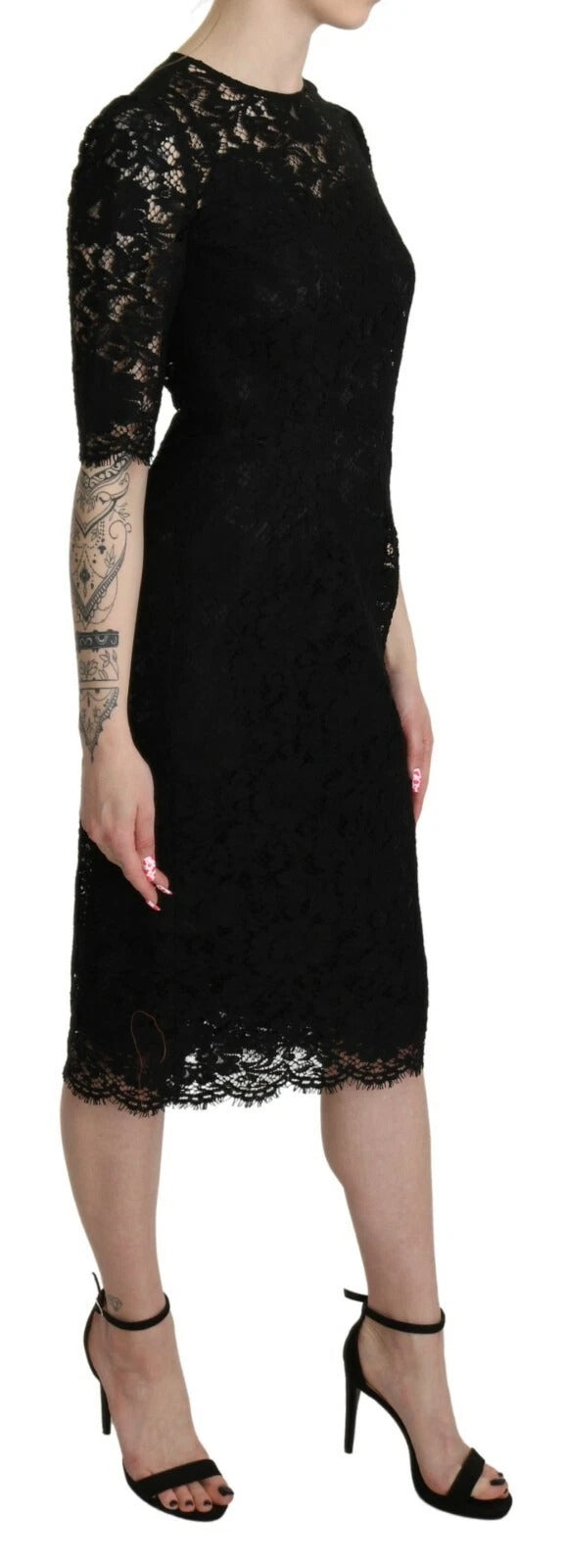 Dolce & Gabbana Black Midi Dress for Women side view