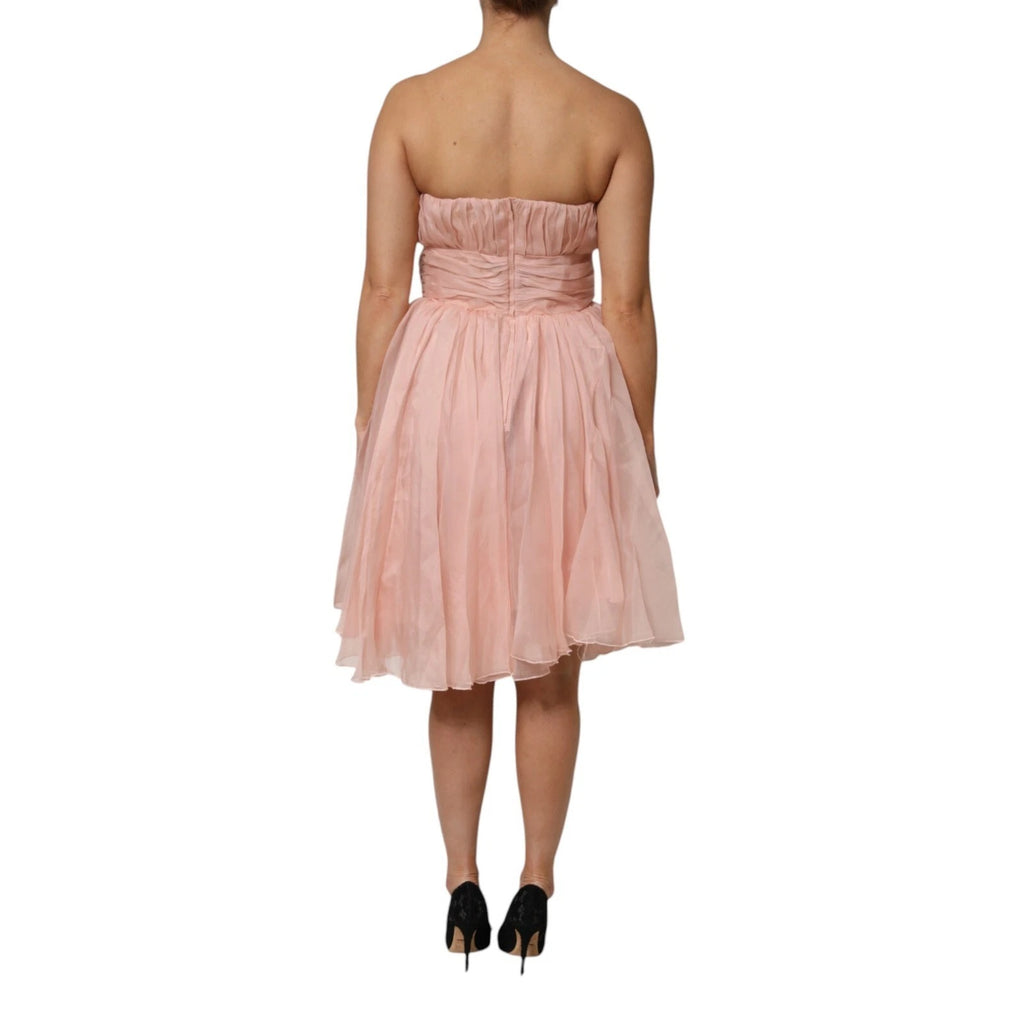 Robe mi-longue plissée évasée en mousseline de soie rose Dolce & Gabbana
