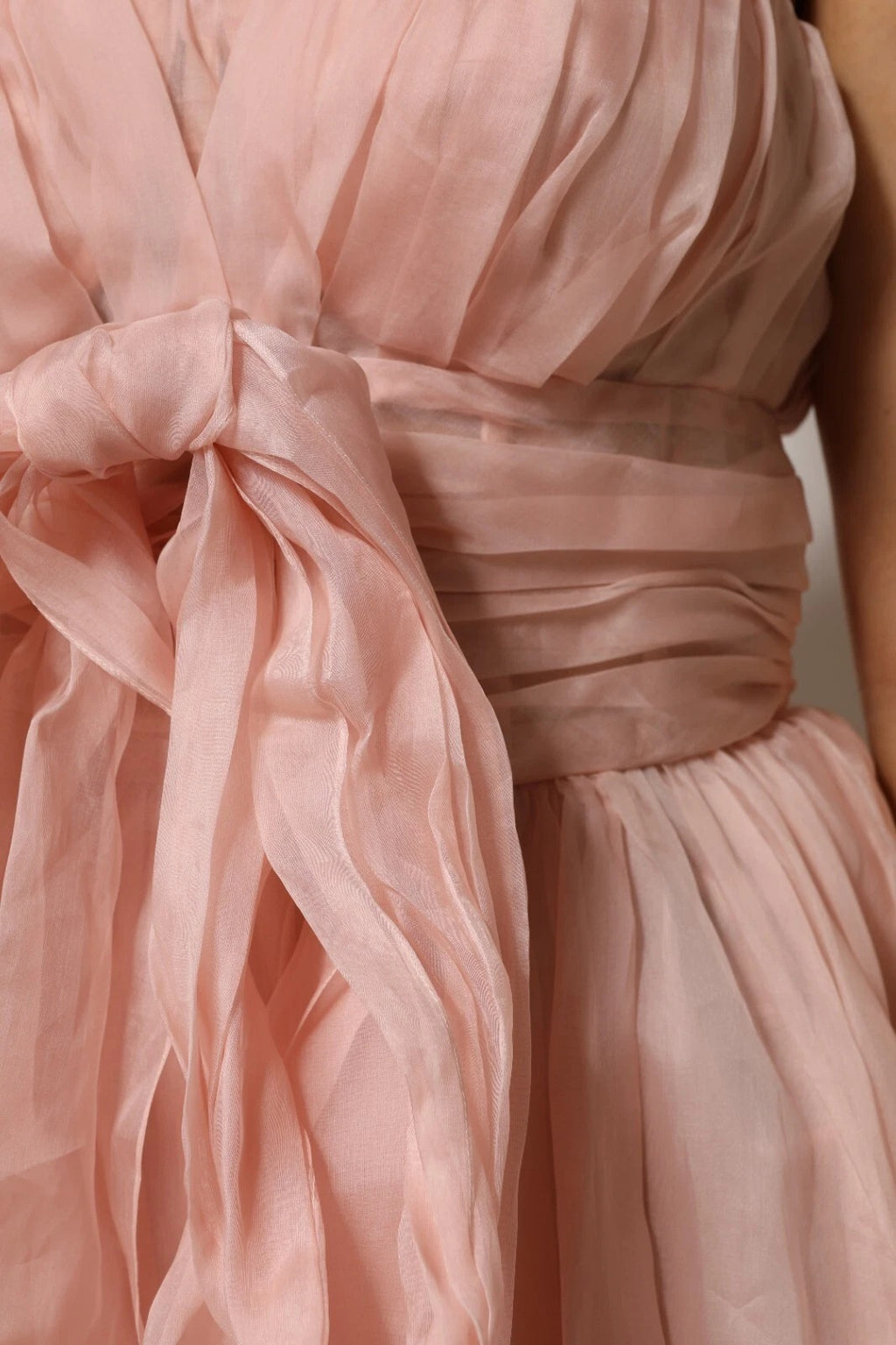 Robe mi-longue plissée évasée en mousseline de soie rose Dolce & Gabbana