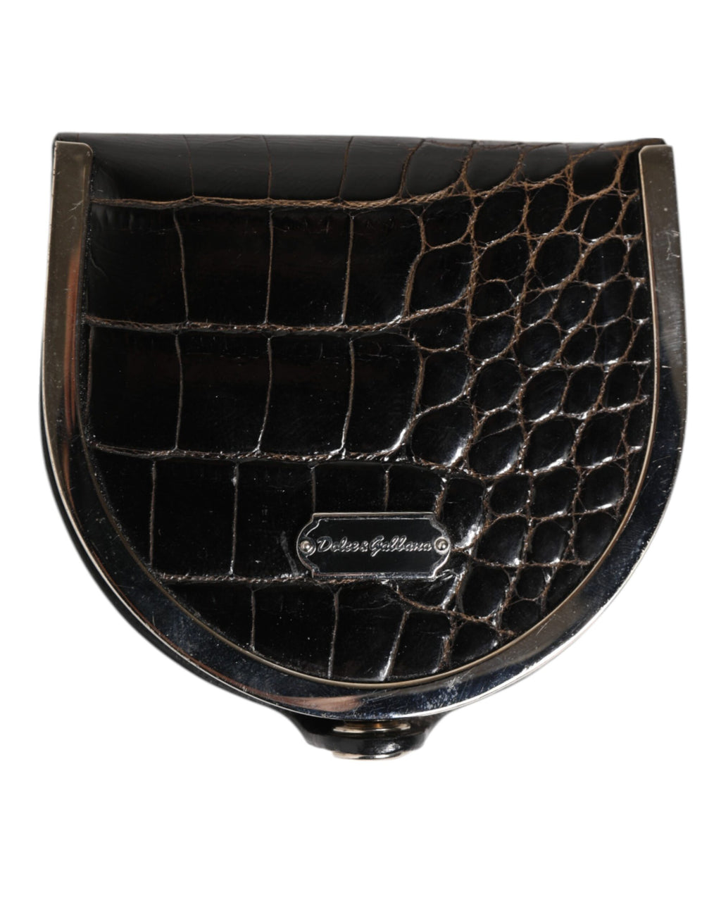 Porte-monnaie homme Dolce & Gabbana en cuir de crocodile poli noir