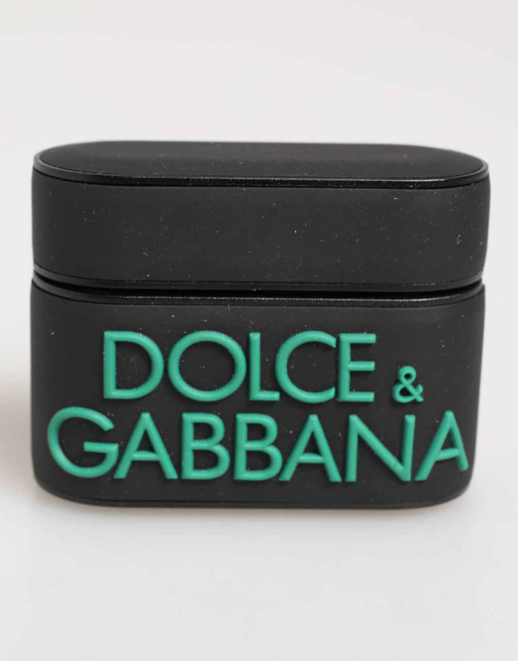 Dolce & Gabbana Étui AirPods en caoutchouc noir menthe gaufré logo