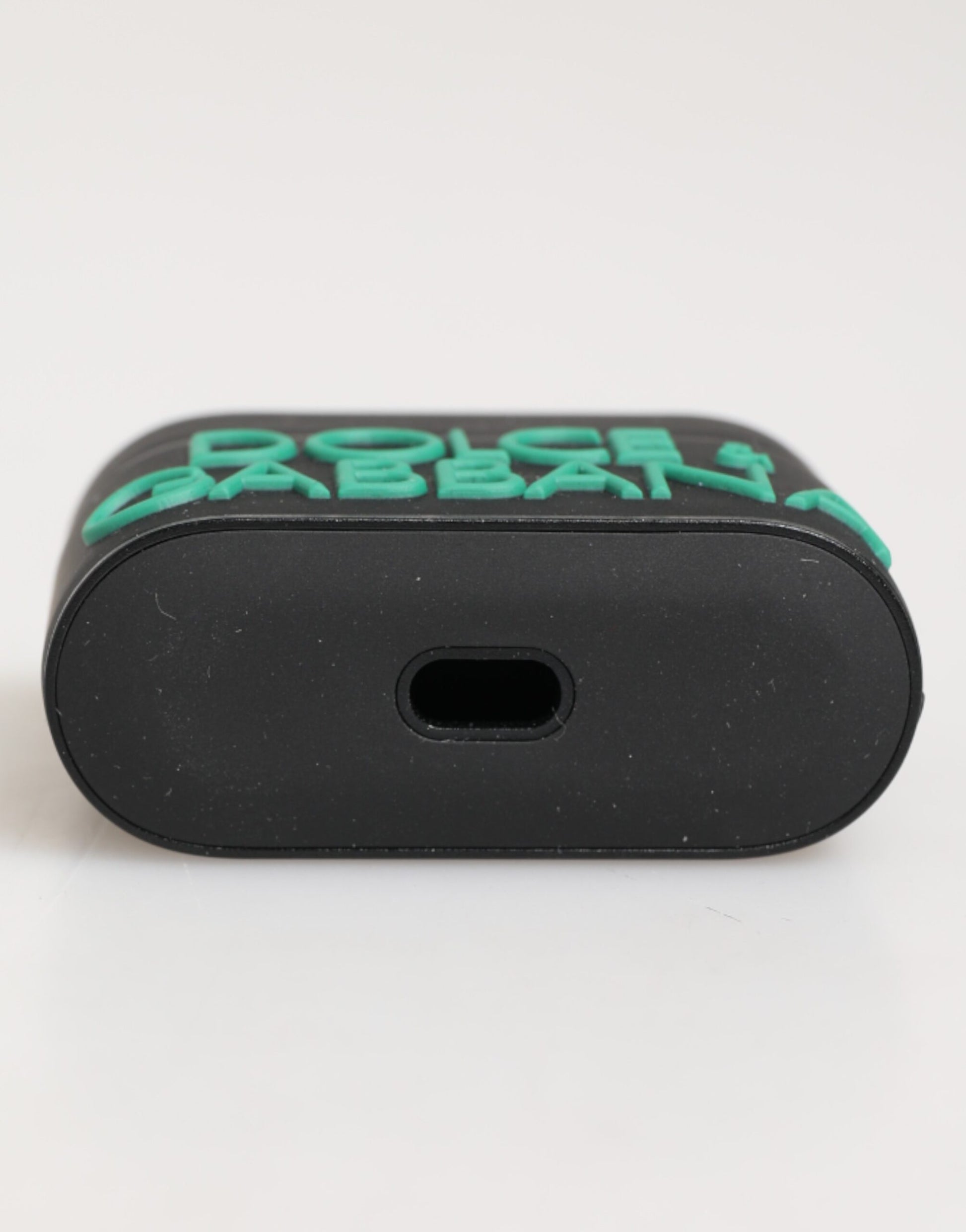 Dolce & Gabbana Étui AirPods en caoutchouc noir menthe gaufré logo