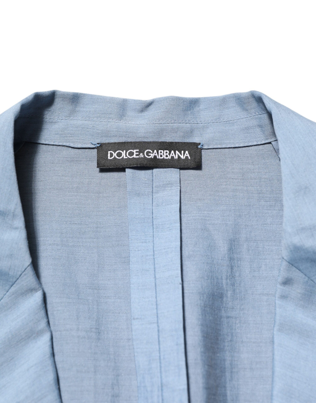 Veste Blazer Homme Dolce & Gabbana en Lin Double Boutonnage Bleu Clair