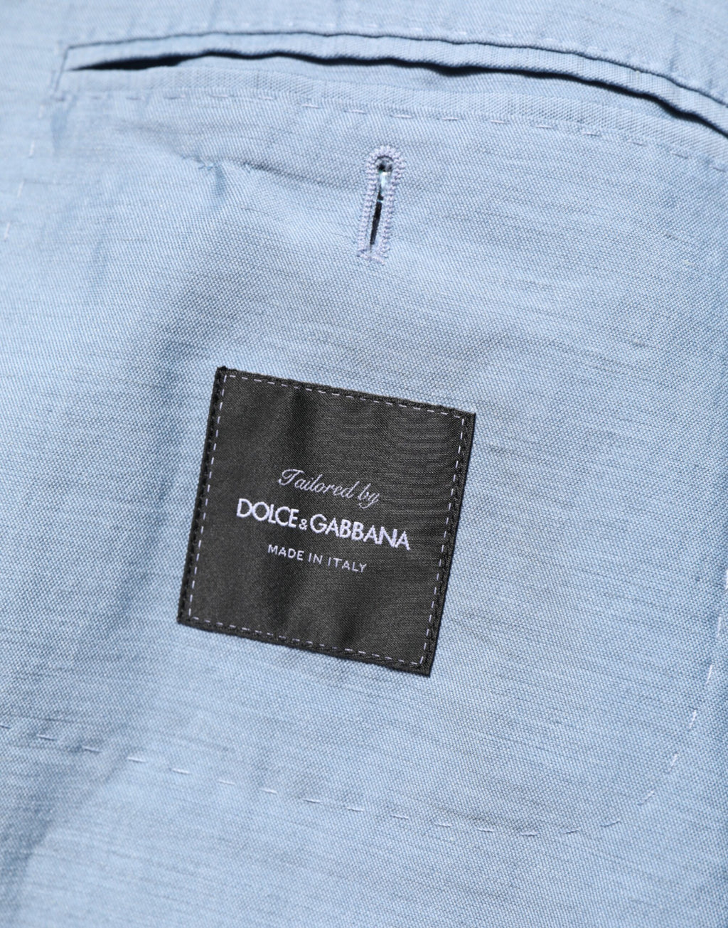 Veste Blazer Homme Dolce & Gabbana en Lin Double Boutonnage Bleu Clair