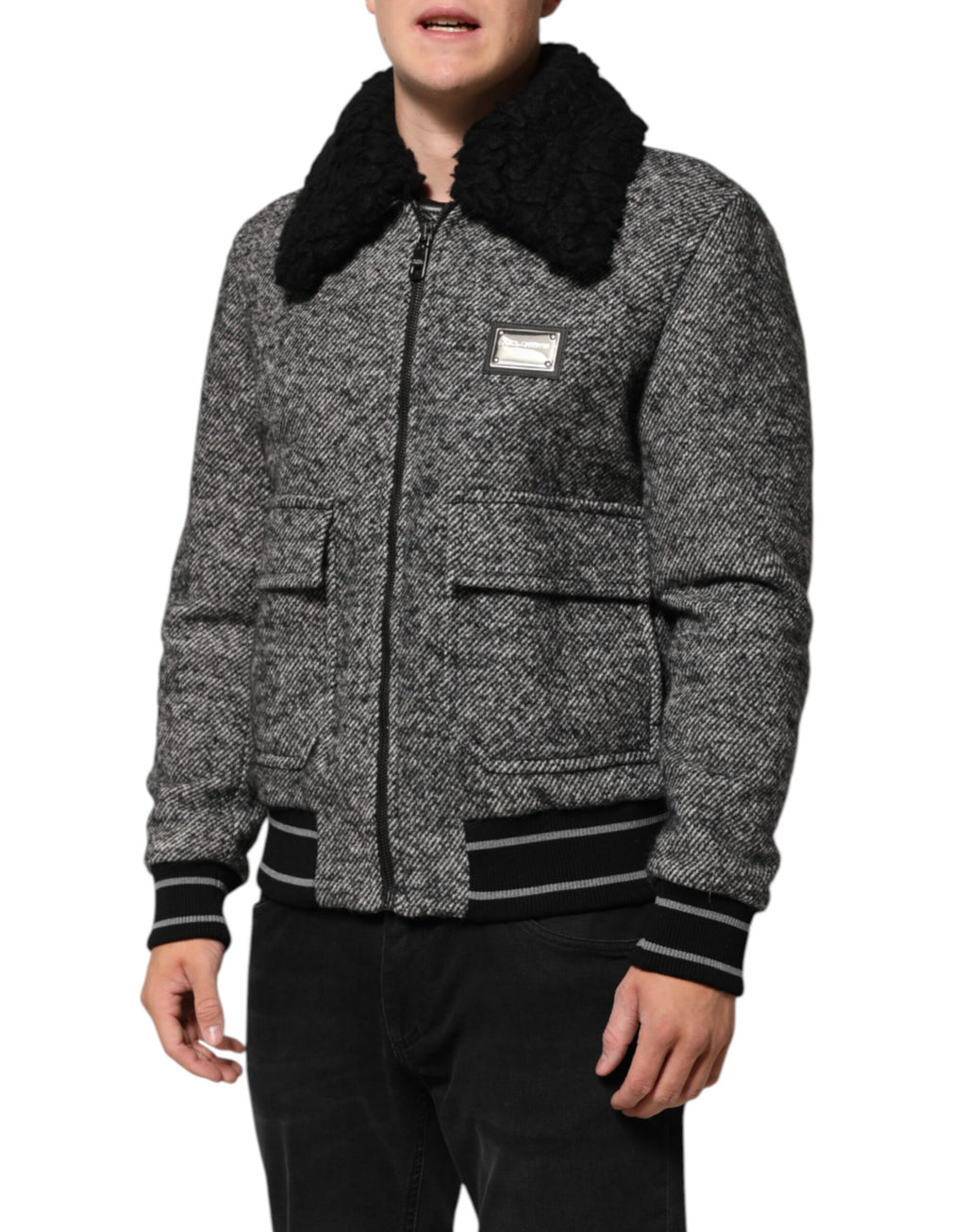 Dolce & Gabbana Grey Bomber for Men detail view