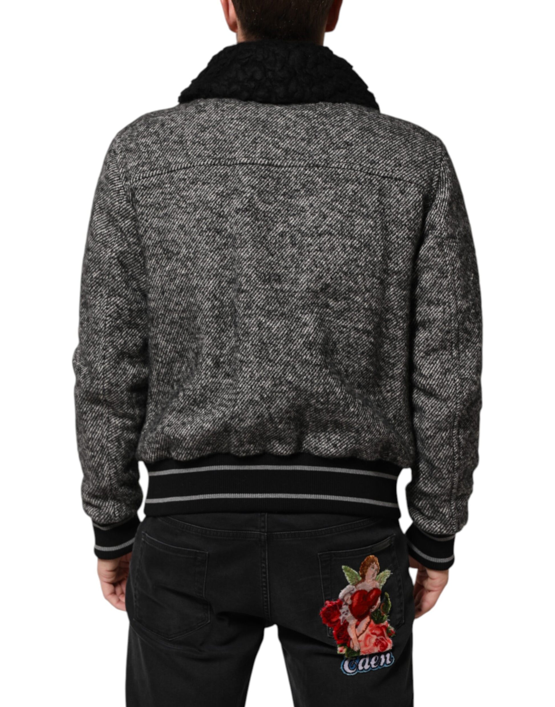 Dolce & Gabbana Grey Bomber for Men side view