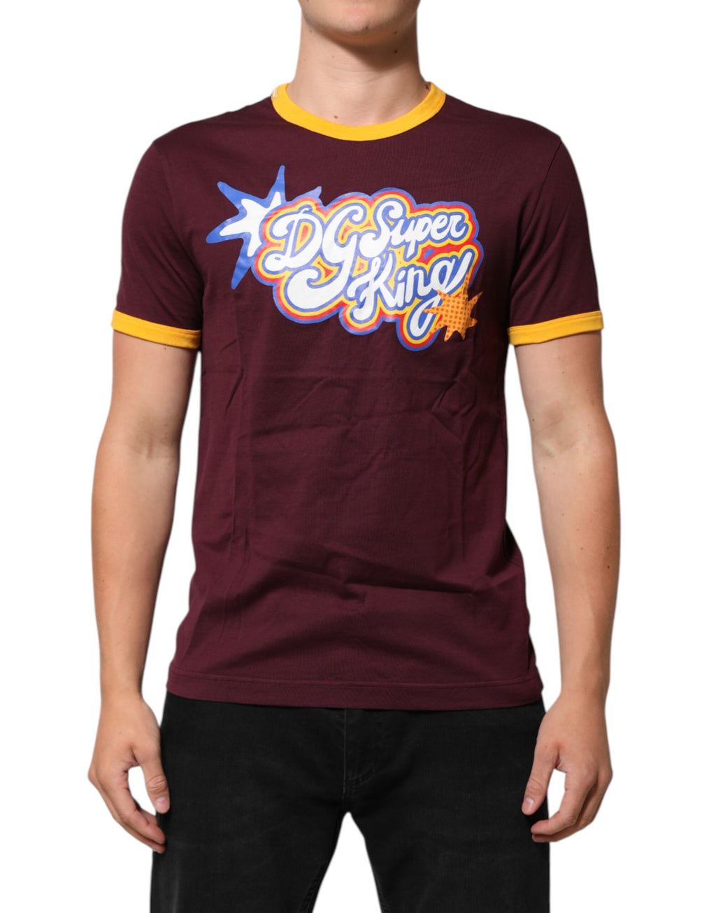 T-shirt Dolce & Gabbana en coton bordeaux avec logo DG Super King