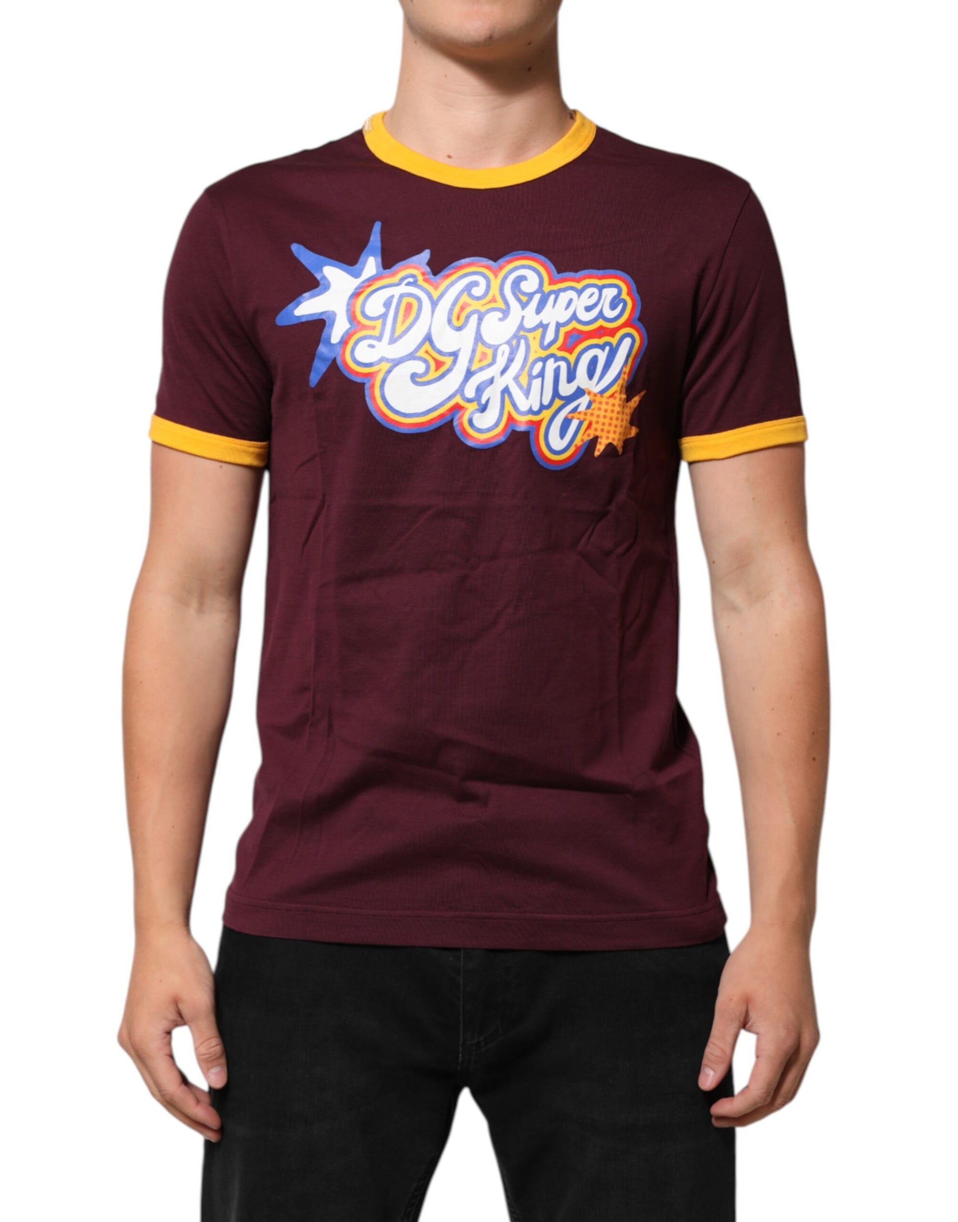 T-shirt Dolce & Gabbana en coton bordeaux avec logo DG Super King