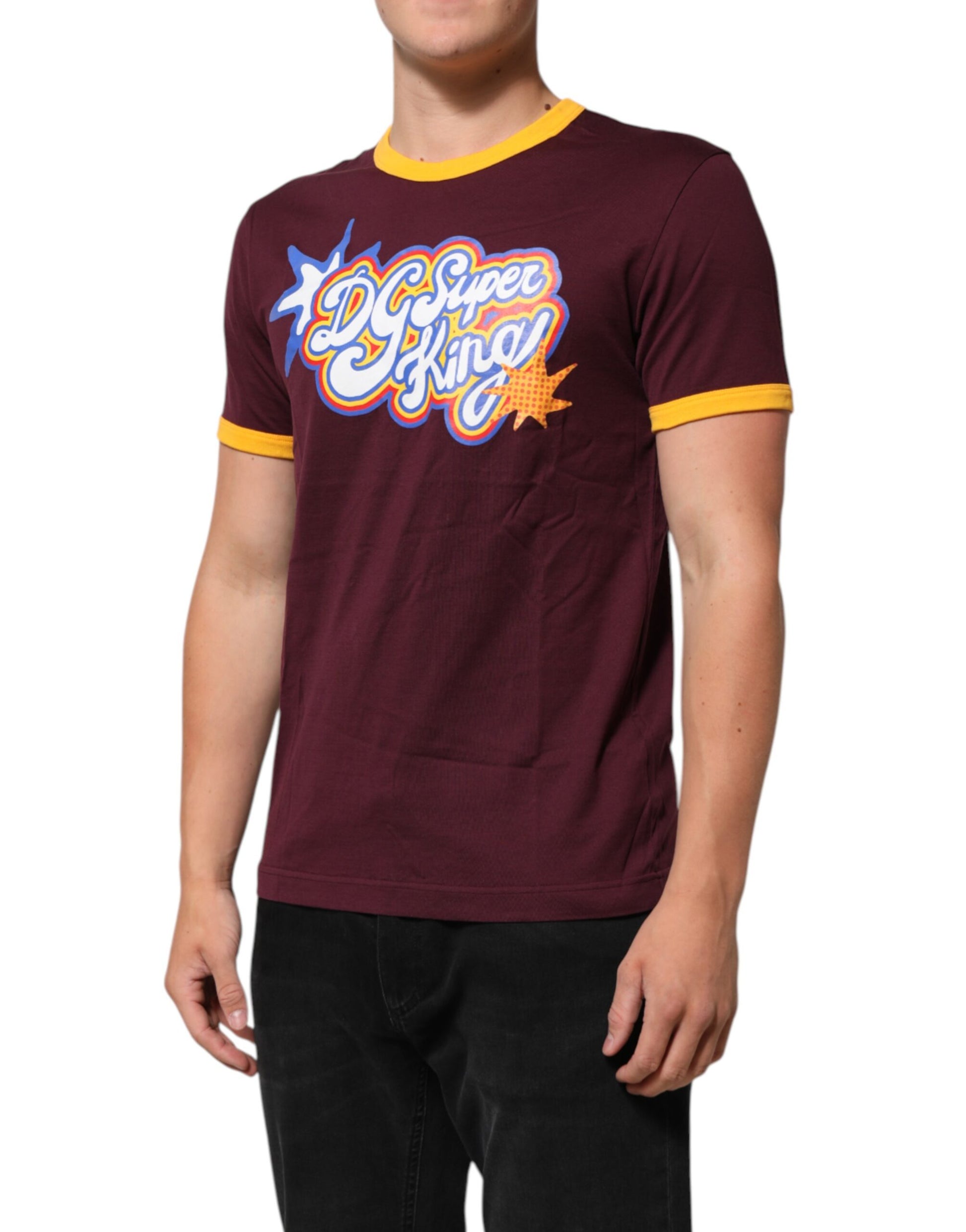 T-shirt Dolce & Gabbana en coton bordeaux avec logo DG Super King