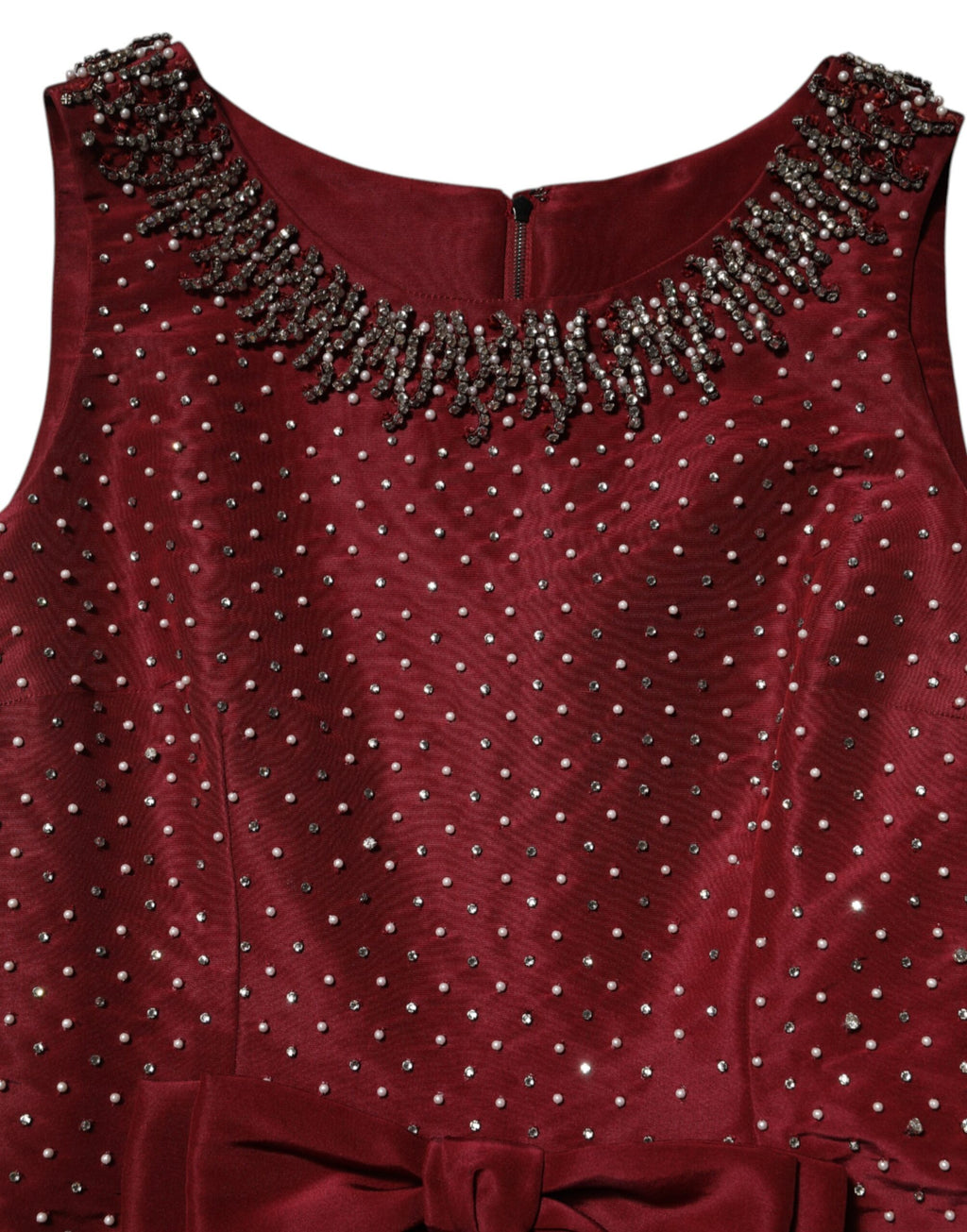 Robe de soirée Dolce & Gabbana en soie bordeaux brodée de perles