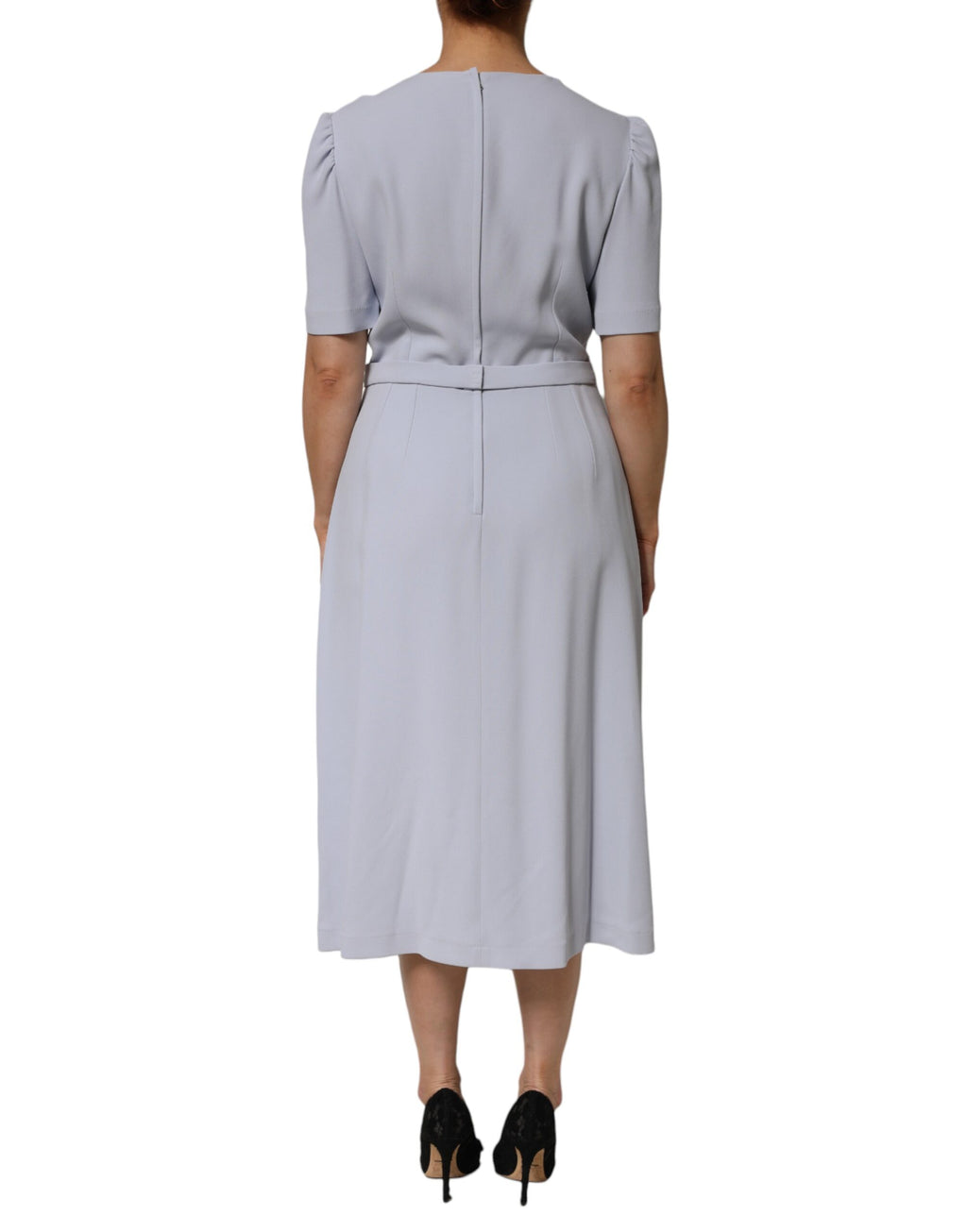 Robe Dolce & Gabbana en mélange de viscose bleu clair à applique florale
