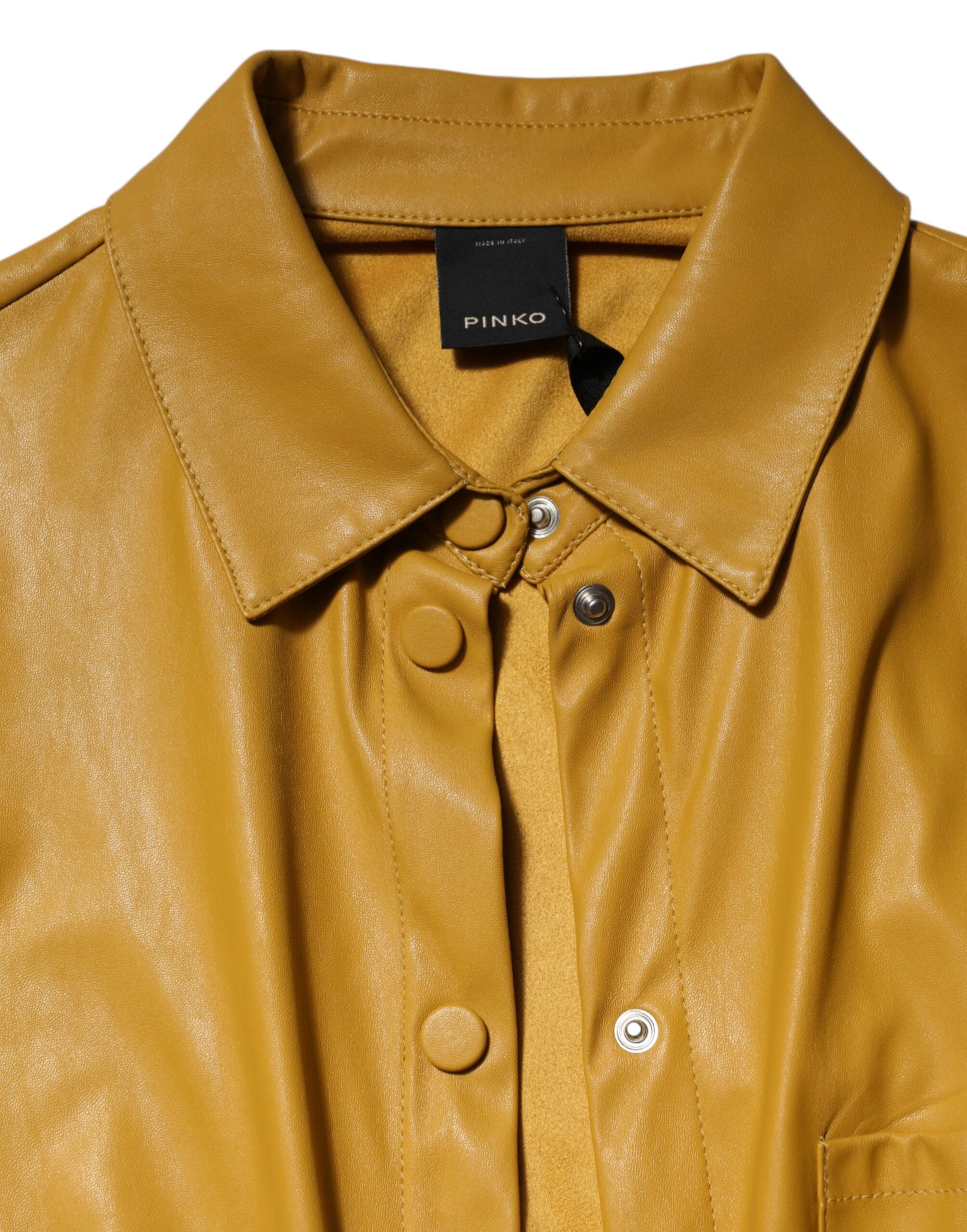 PINKO Chemise Midi Ceinturée Manches Longues Polyester Jaune Moutarde